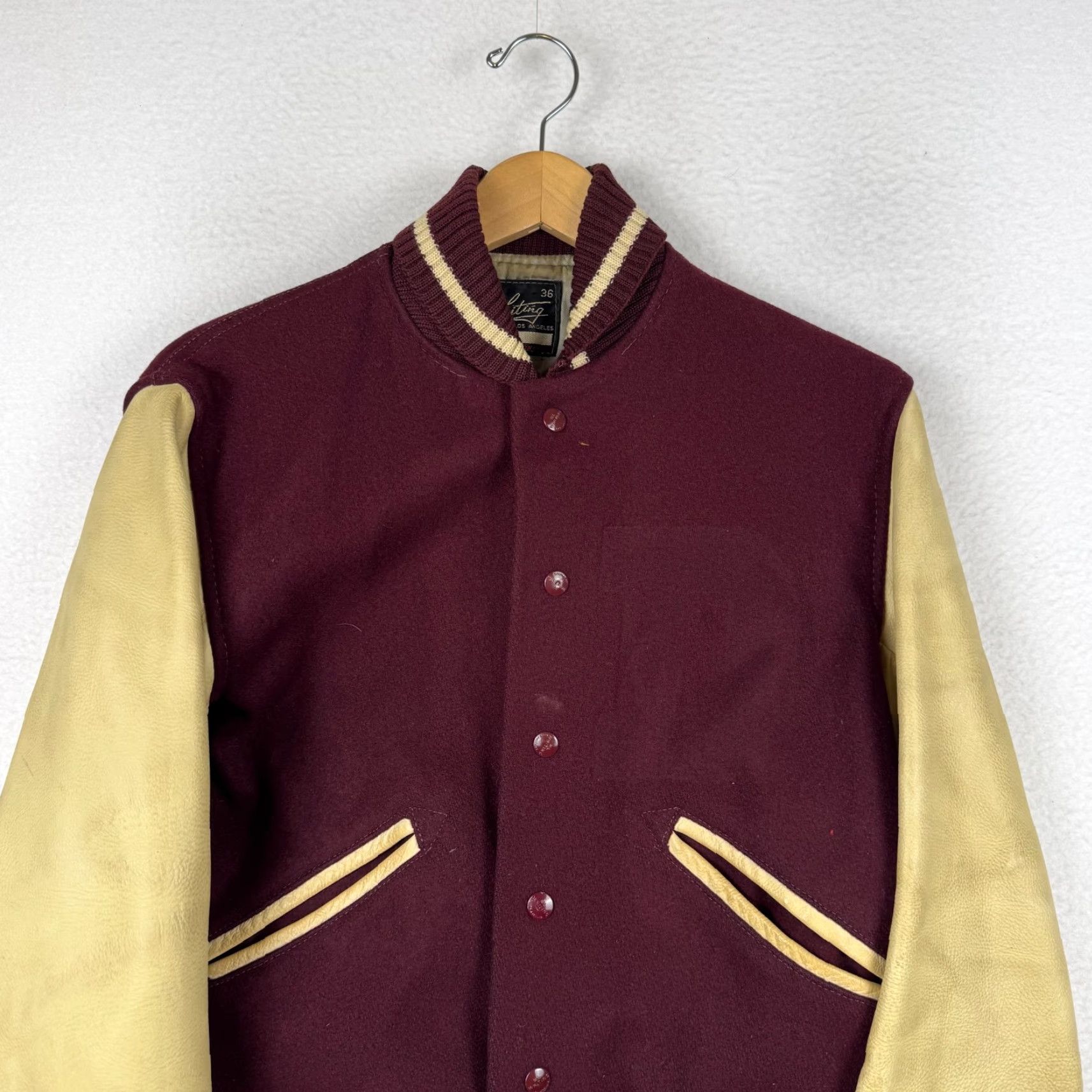 Vintage VINTAGE HL Whiting Letterman Jacket Wool Leather Red Ivory Size 36 S 1960s Mens Womens Size US S / EU 44-46 / 1 - 4 Thumbnail