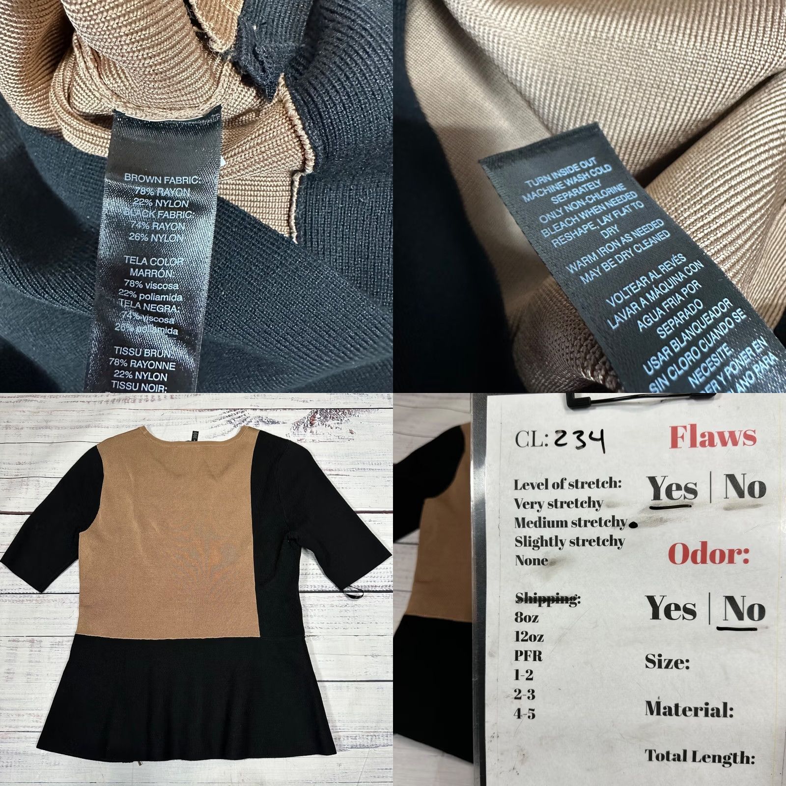 White House Black Market White House Black Market Blouse Womens Knit Top Sz S Brown Black Zip Detail Size S / US 4 / IT 40 - 8 Thumbnail
