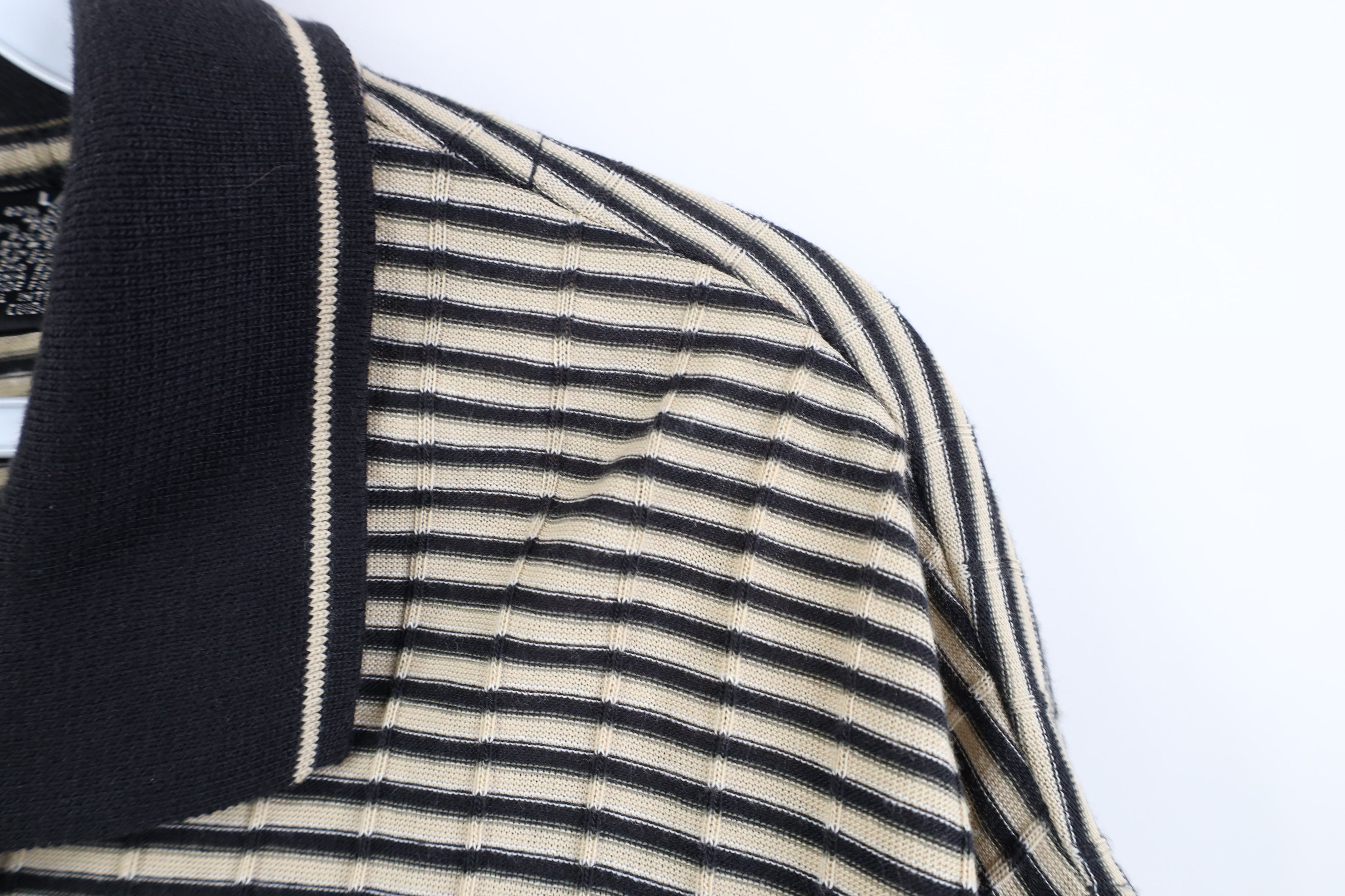 Vintage Vintage 90s Streetwear Striped Ribbed Knit Golf Polo Shirt Size US L / EU 52-54 / 3 - 5 Thumbnail