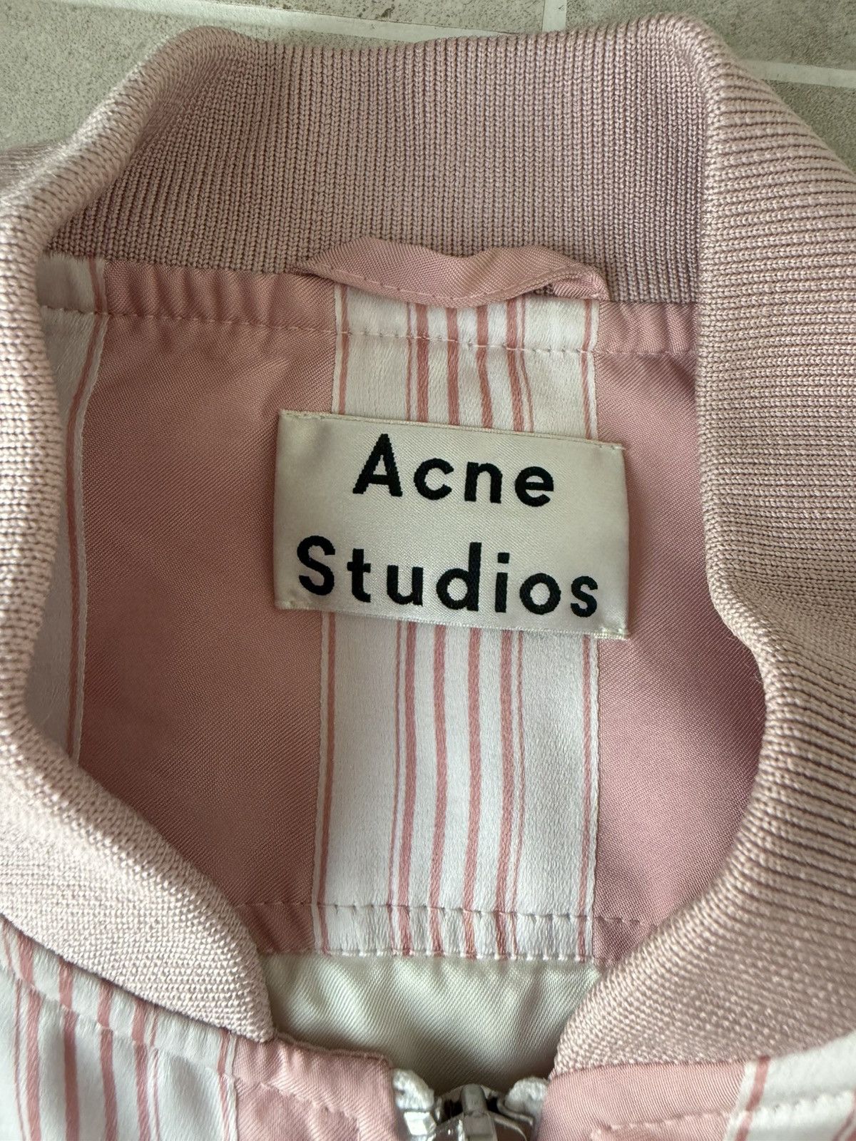 Acne Studios ACNE STUDIOS Varden pink white striped padded bomber jacket Size S / US 4 / IT 40 - 5 Thumbnail