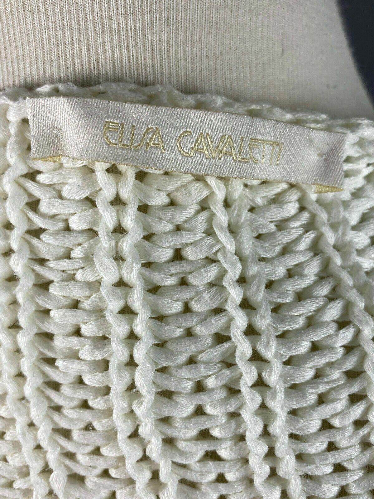 Designer Elisa Cavaletti White Short Sleeve Chunky Knit Sweater L Size M / US 6-8 / IT 42-44 - 8 Thumbnail