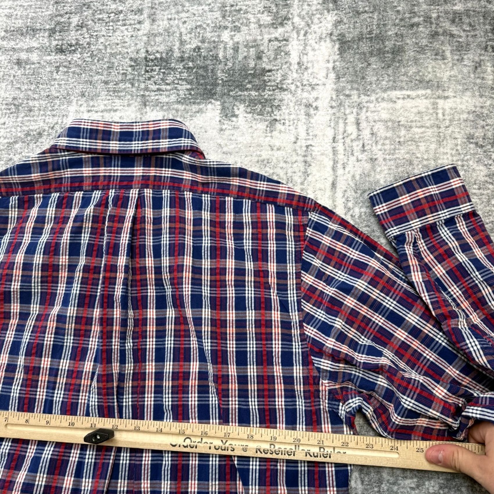 Brooks Brothers Brooks Brothers Shirt Mens Large Red Blue Plaid Seersucker Slim Fit Preppy Derby Cotton Button-Up Collared Long Sleeve Size US L / EU 52-54 / 3 - 7 Thumbnail