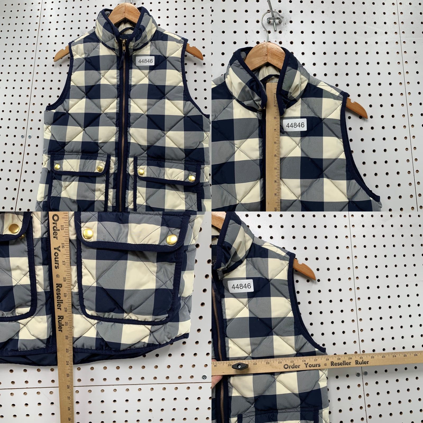J.Crew J.CREW Down Puffer Vest Womens XS Blue Quilted Plaid Sleeveless Vest Size XS / US 0-2 / IT 36-38 - 8 Thumbnail