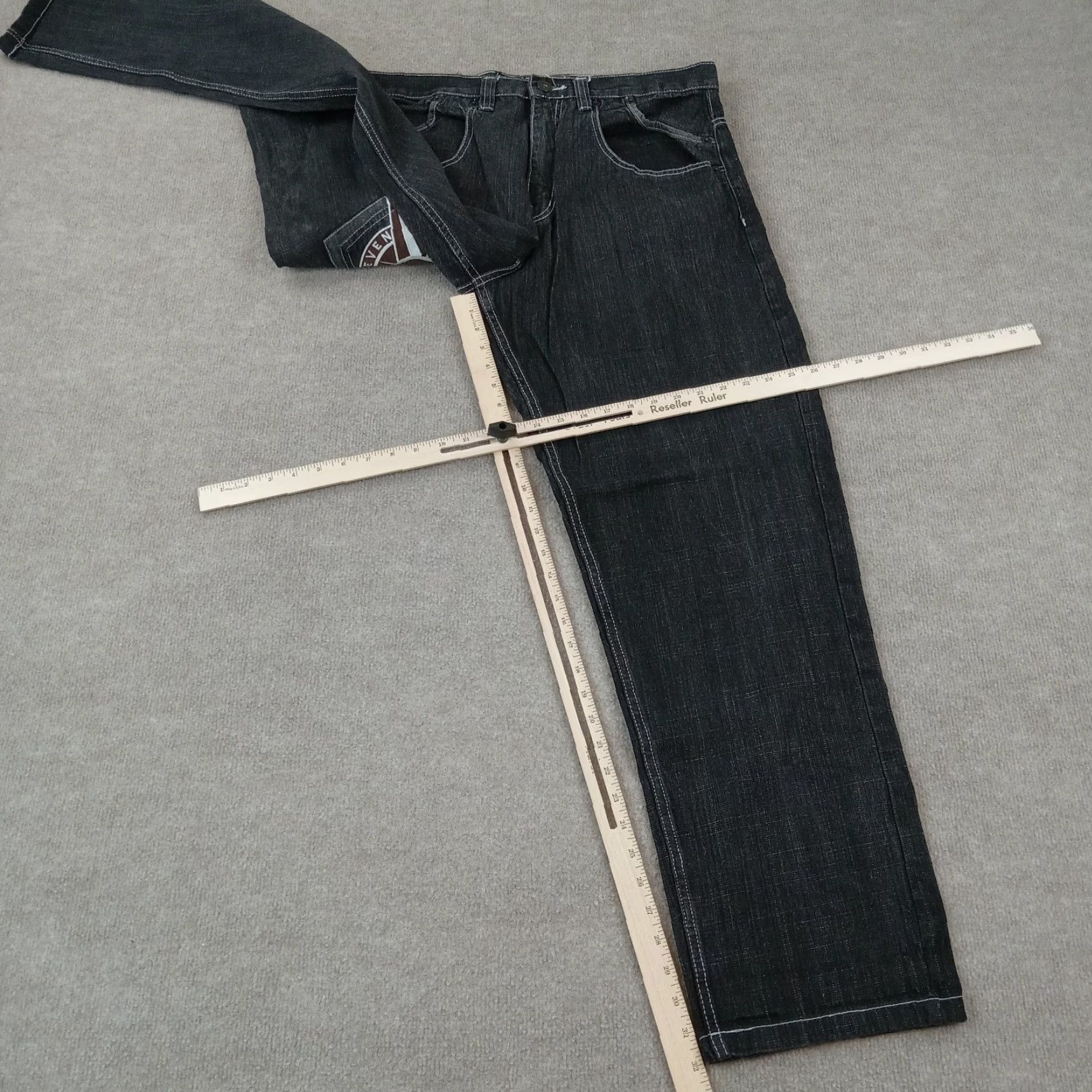 Vintage Evolution Jeans Mens Size 38x34 Blue Denim Straight Hip Hop 5 Pocket Embroidered Size US 36 / EU 52 - 2 Thumbnail