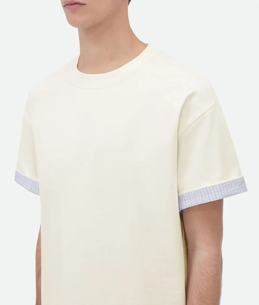 Bottega Veneta o1lf3ng11025 Double Layer Cotton Check T-Shirt in Off-White Size US XL / EU 56 / 4 - 3 Thumbnail
