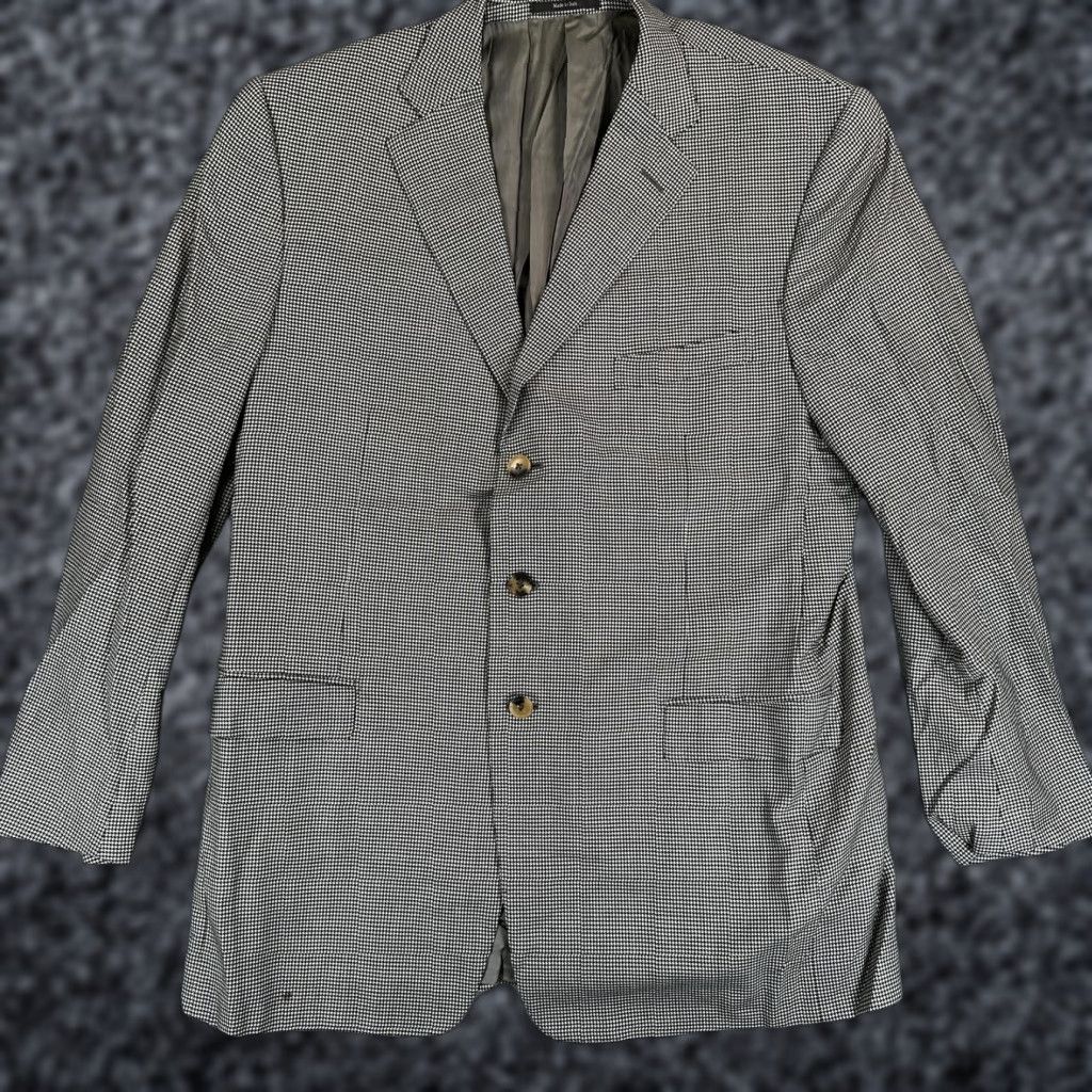 Ermenegildo Zegna Ermenegildo Zegna Sport Coat Jacket Mens 48 Wool Houndstooth Gray Italy Three-Button Notch Lapel Business Formal Fall Winter Size US M / EU 48-50 / 2 - 1 Thumbnail