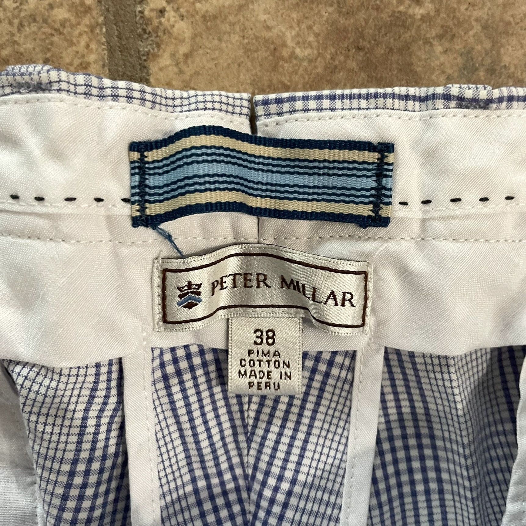 Peter Millar Peter Millar Crown Sport Shorts Bermuda Blue Plaid Seersucker Men's 38 Regular Zip 9in Inch Inseam Color Blue Pattern Plaid Sport Mens Size US 38 / EU 54 - 2 Thumbnail