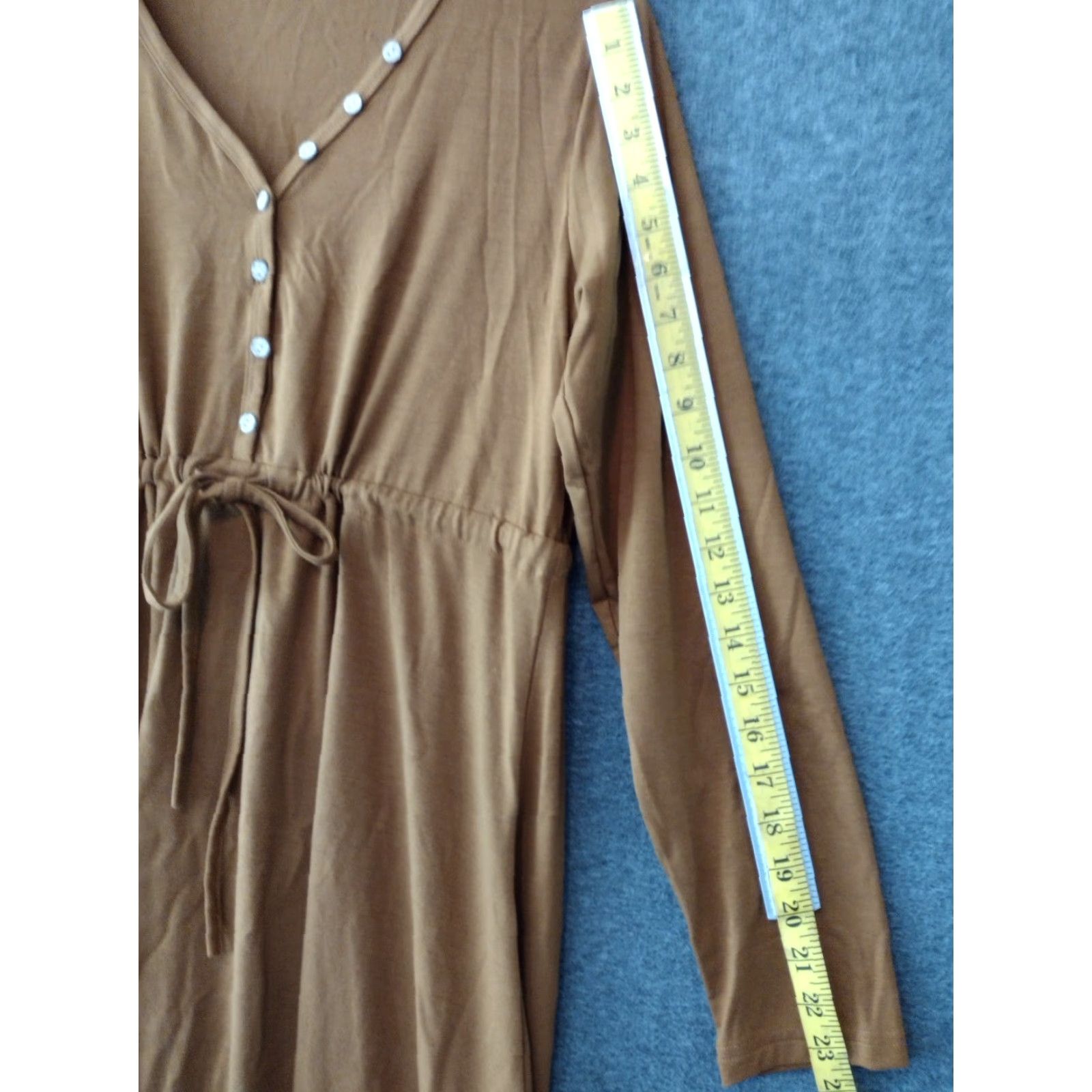 Vintage Kojooin V-Neck Midi Dress L Women's Orange High Waist Long Sleeve Button Dress Size L / US 10 / IT 46 - 5 Thumbnail