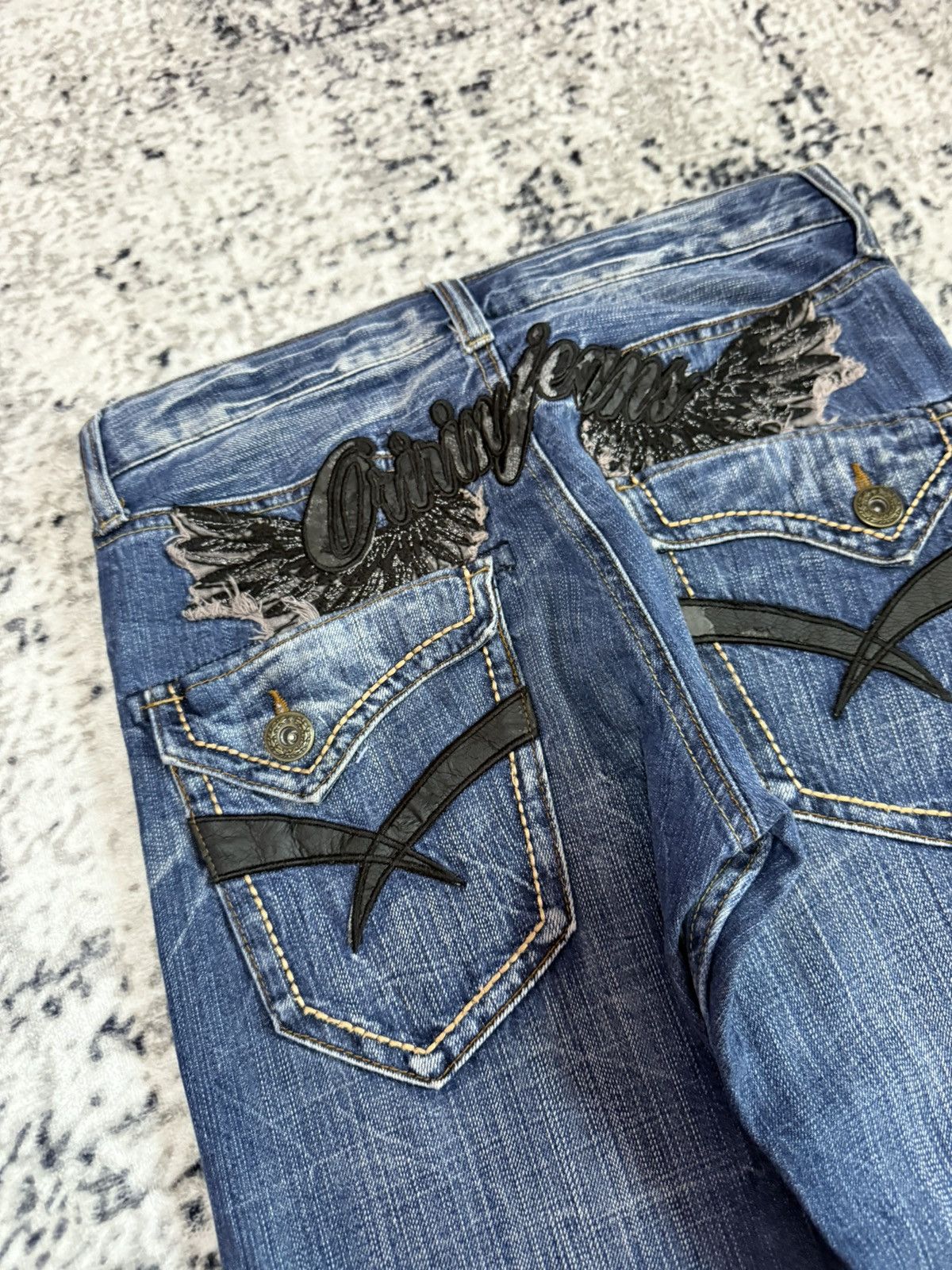 Japanese Brand Japanese Brand Sirmione Embroidery Goth Wings Y2K Jeans Size 29" - 5 Thumbnail