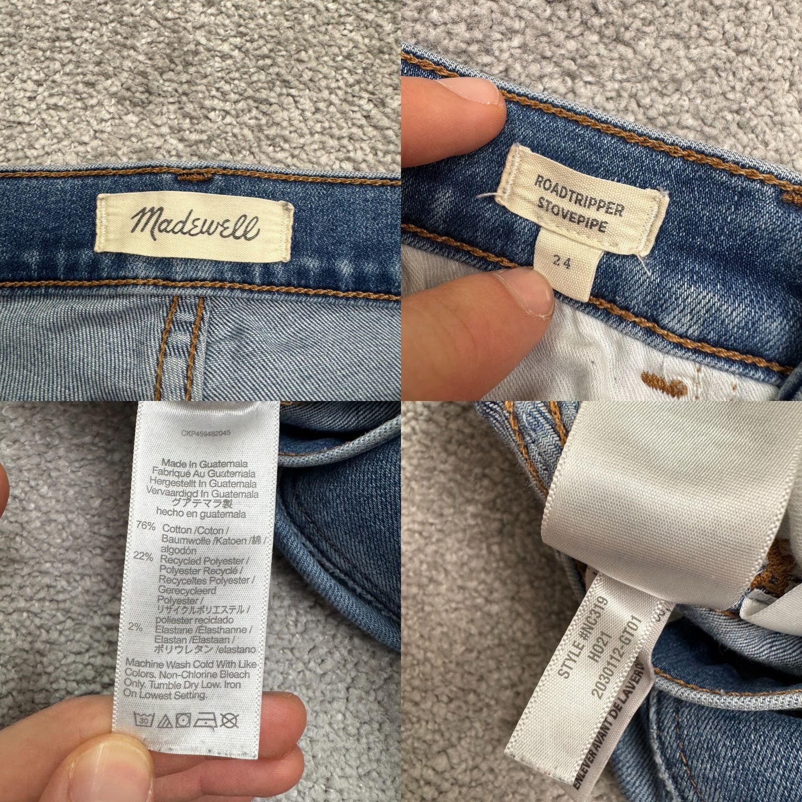 Madewell Madewell Roadtripper Jeans Womens 24 High Rise Denim Stovepipe Ankle Straight Size 42" / US 20 - 8 Thumbnail