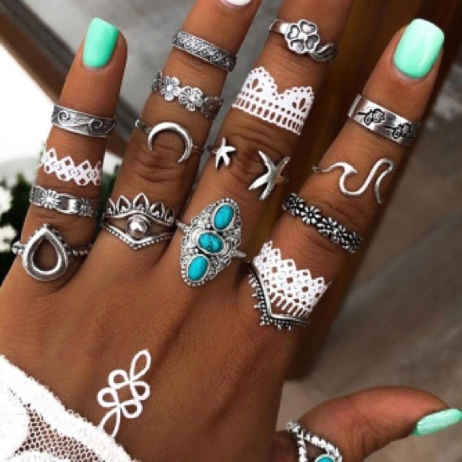 Designer Enamel Costume Ring Set NWT Size ONE SIZE - 3 Thumbnail