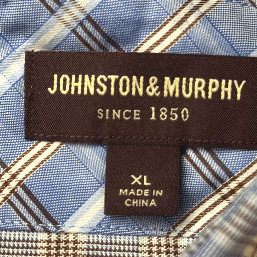 Johnston & Murphy Johnston & Murphy Plaid Button-Down Shirt XL Cotton Blue Multicolor Men Regular Long Sleeve Size US XL / EU 56 / 4 - 5 Thumbnail