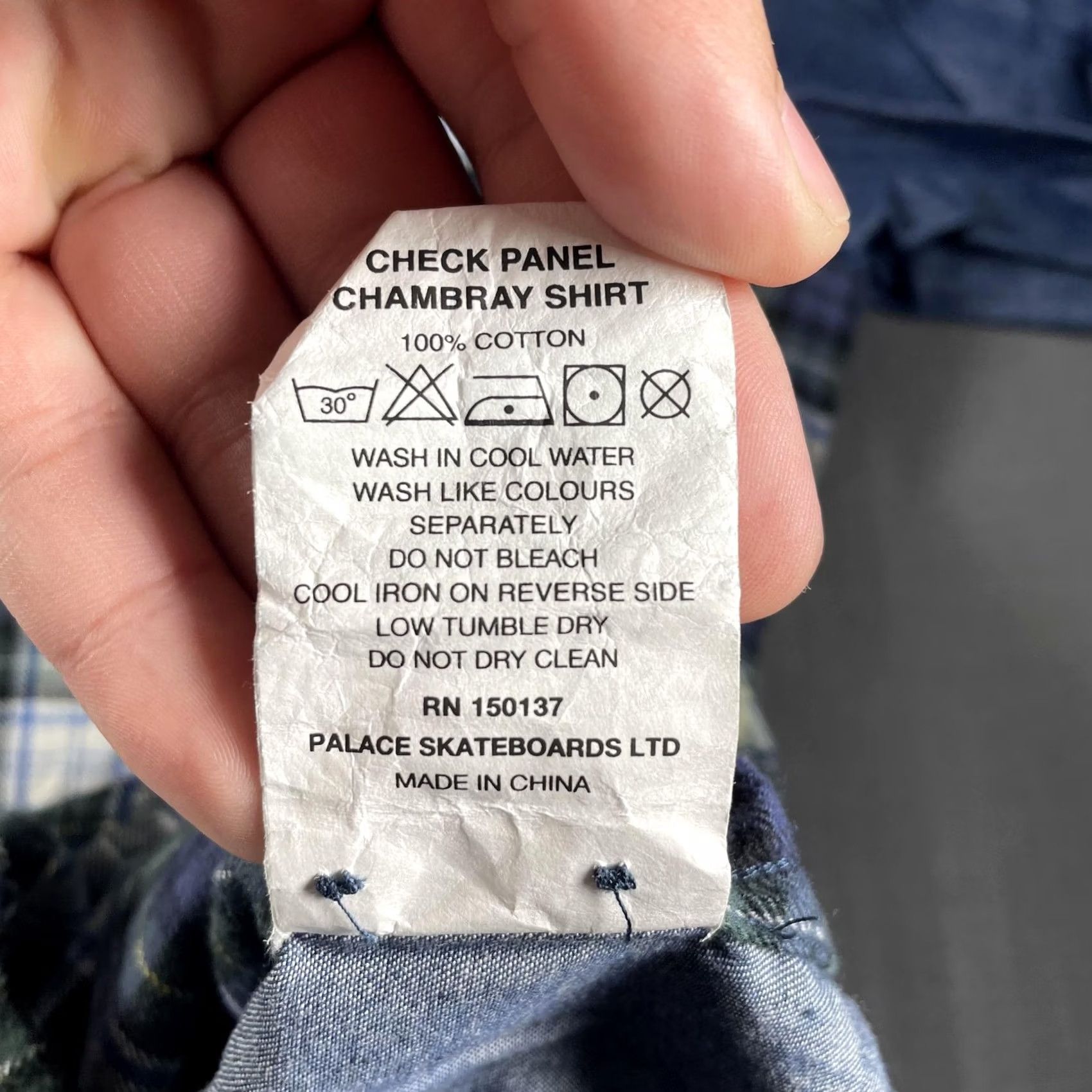Palace Palace Check Panel Chambray Shirt Mens M Blue Plaid Button Down Skateboard Size US M / EU 48-50 / 2 - 7 Thumbnail
