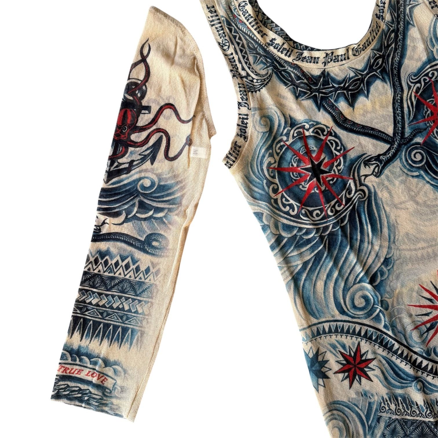 Jean Paul Gaultier Jean Paul Gaultier Soleil Tattoo Archive Mesh Tank Top Beige Size M / US 6-8 / IT 42-44 - 5 Thumbnail