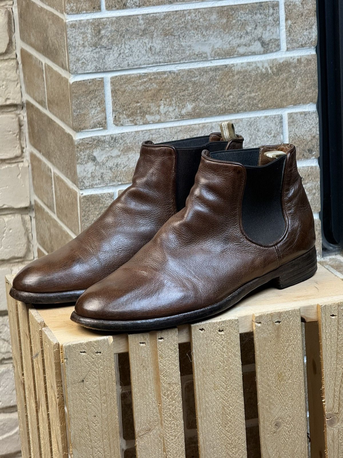 Officine Creative × Vintage Officine Creative Brown Leather Ceton Chealsea Boots Size US 9 / IT 39 - 3 Thumbnail