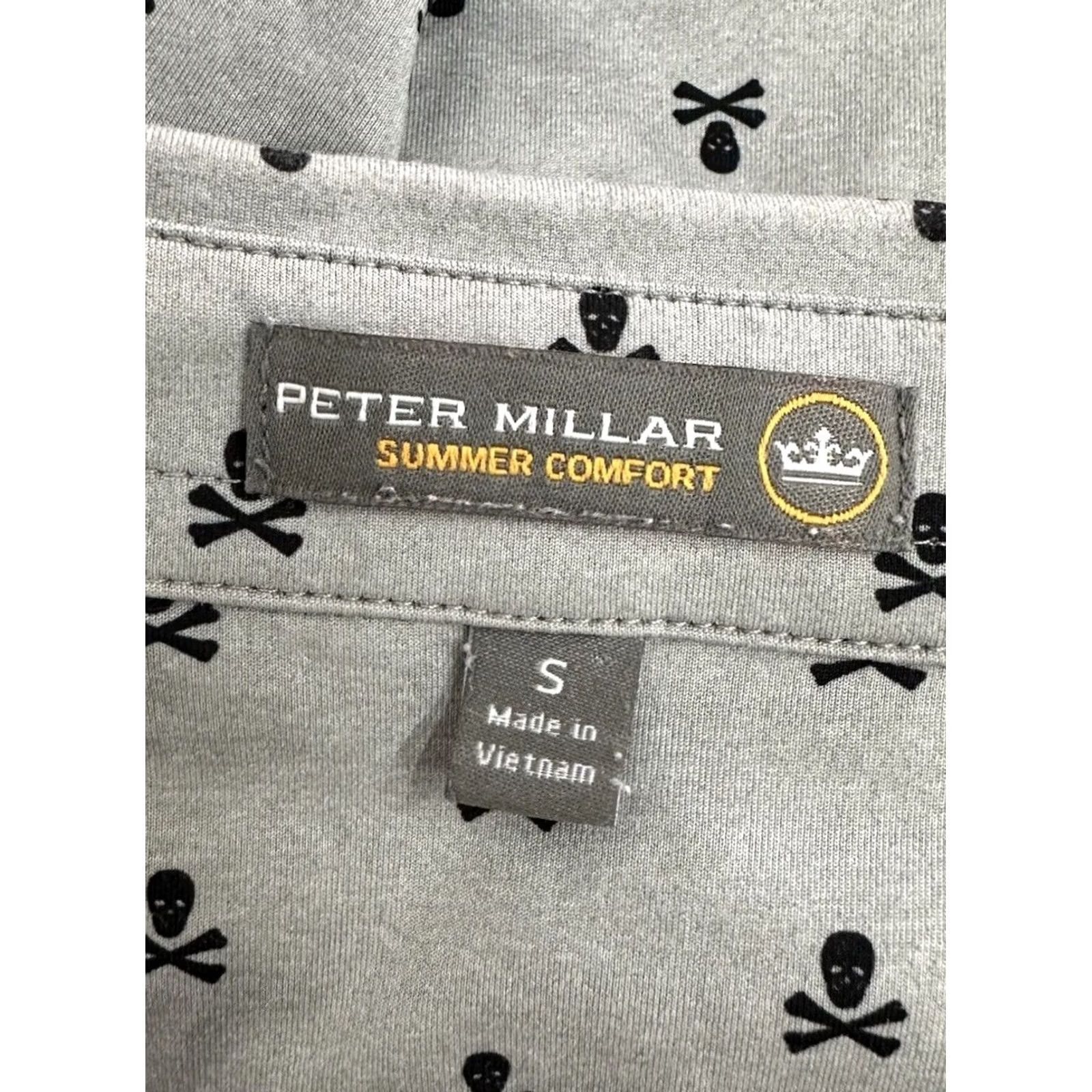 Peter Millar Peter Millar Summer Comfort Polo Shirt Men S Gray Skull & Crossbones Performance Polo Size US S / EU 44-46 / 1 - 6 Thumbnail