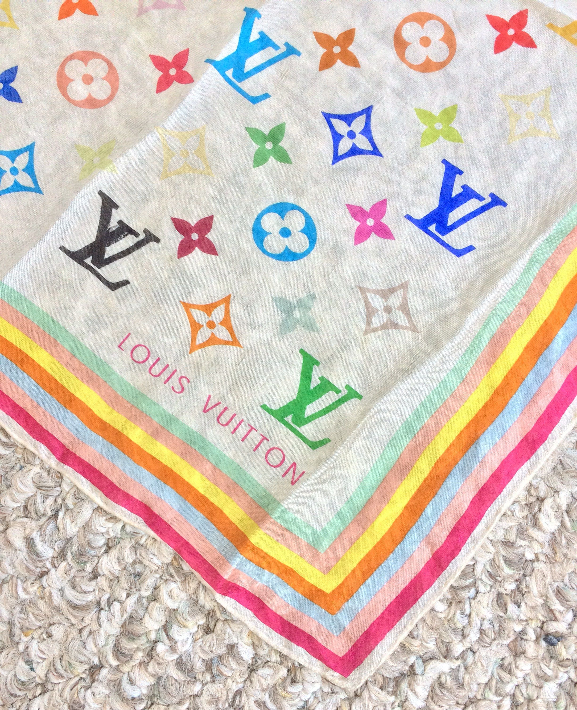Louis Vuitton × Takashi Murakami S/S 2003 Louis Vuitton Murakami Monogram Silk Scarf Size ONE SIZE - 4 Thumbnail
