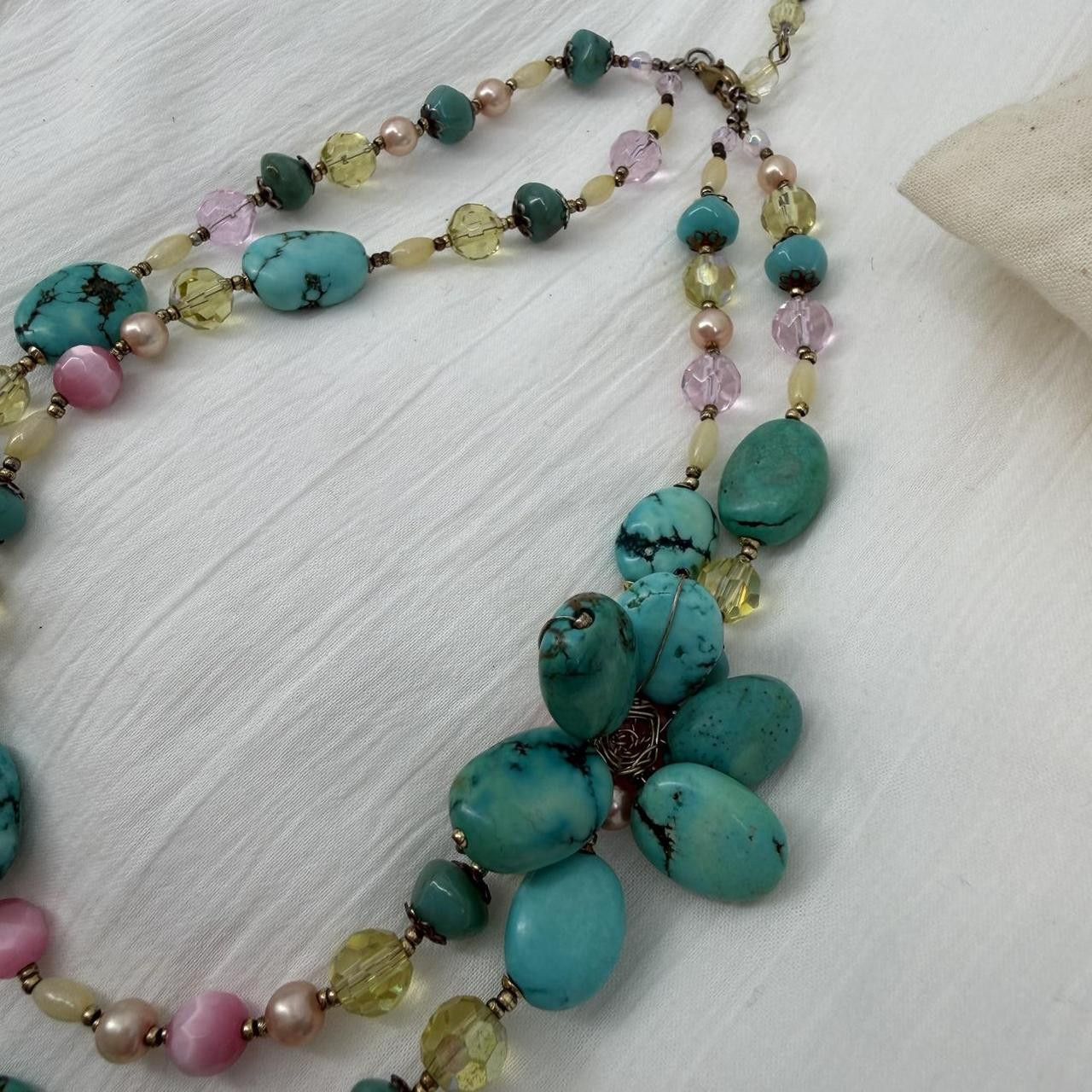 The Unbranded Brand Cool Faux Turquoise MOP Moon glow Crystal Gold tone Strand Size ONE SIZE - 3 Thumbnail