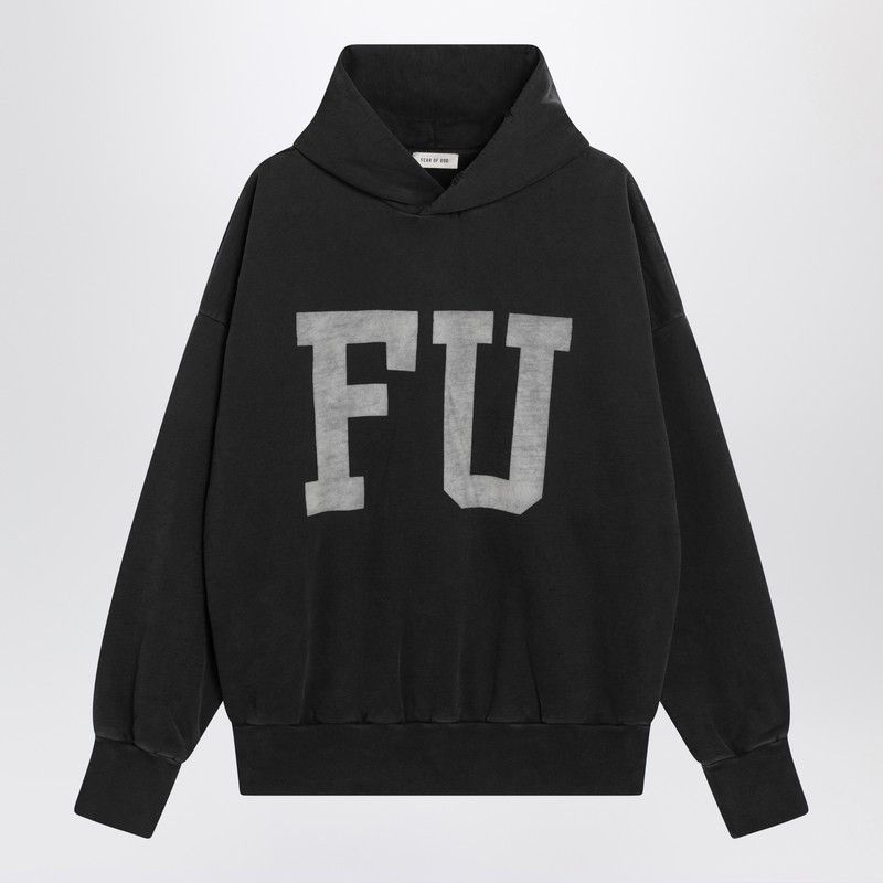 Fear Of God Black Vintage-Effect Fu Hoodie