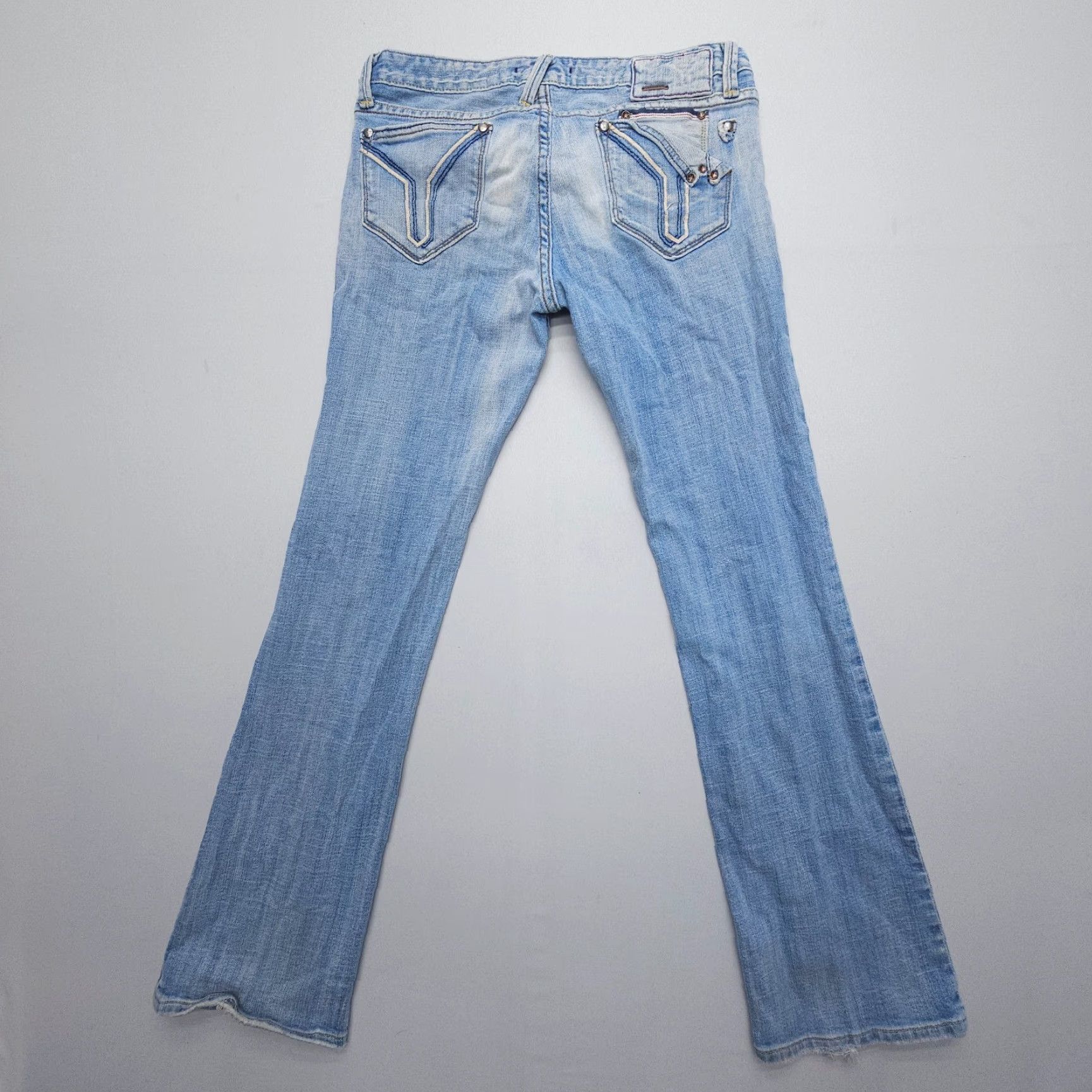 Vintage VIGOSS Vintage Low Rise Button Fly Jeans Women 29 Blue Bootcut 90s Bohemian American Western 5-Pocket Denim jeans Size 29" - 2 Thumbnail