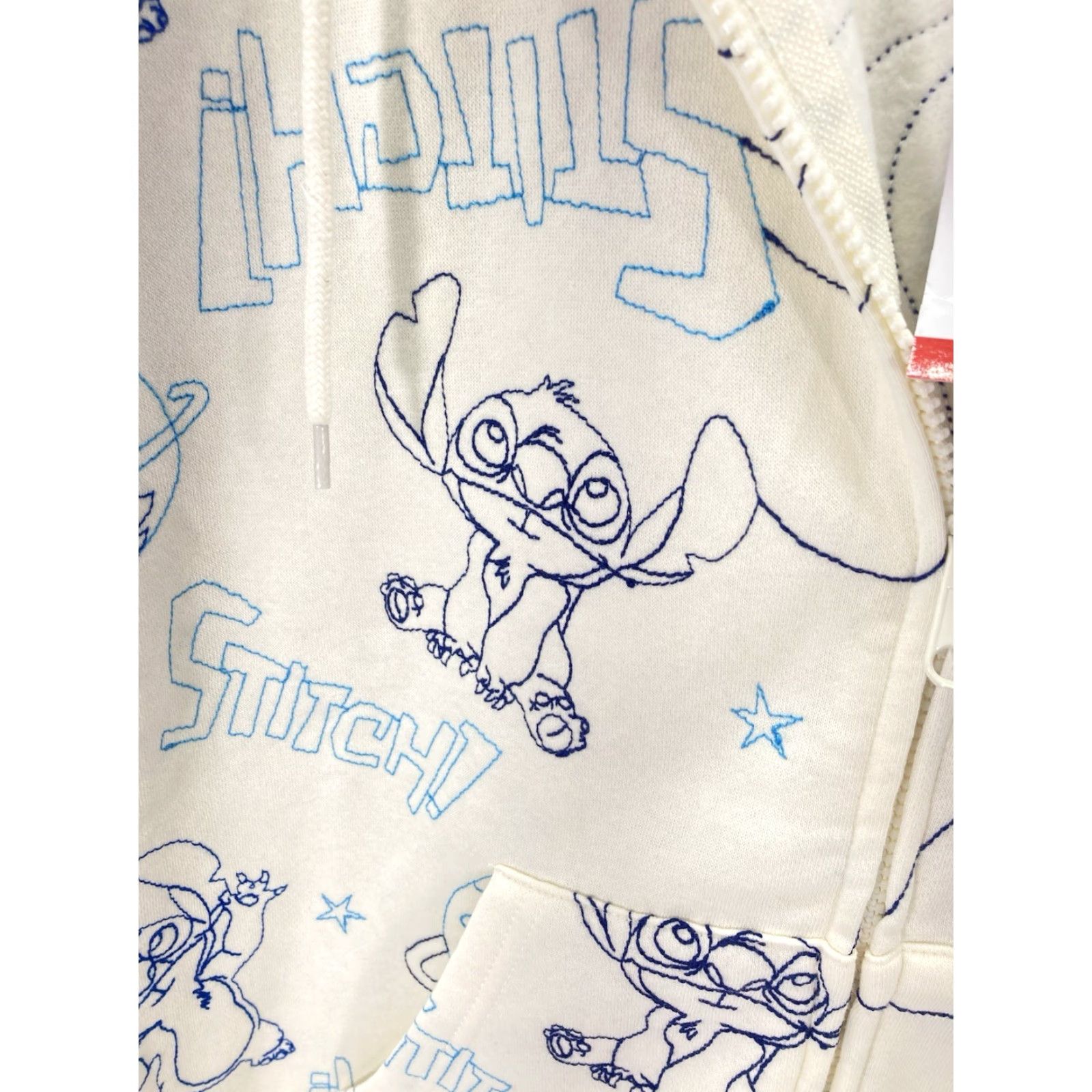 Disney Disney Stitch Hoodie Sweatshirt Women XS Ivory Full Zip AOP Embroidered NWT Size XS / US 0-2 / IT 36-38 - 4 Thumbnail