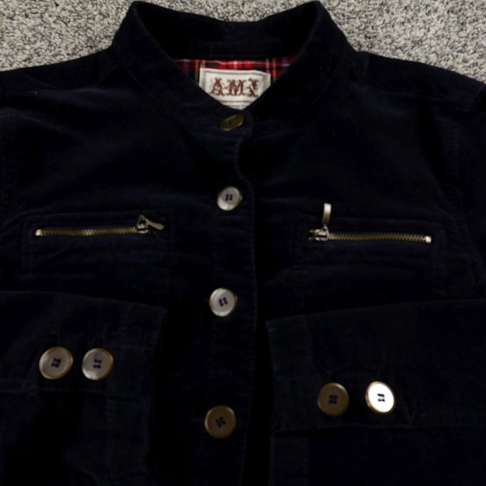 Vintage AMI Jacket Womens L Navy Blue Pinwale Corduroy Military Button Front Coat Soft Size L / US 10 / IT 46 - 3 Thumbnail