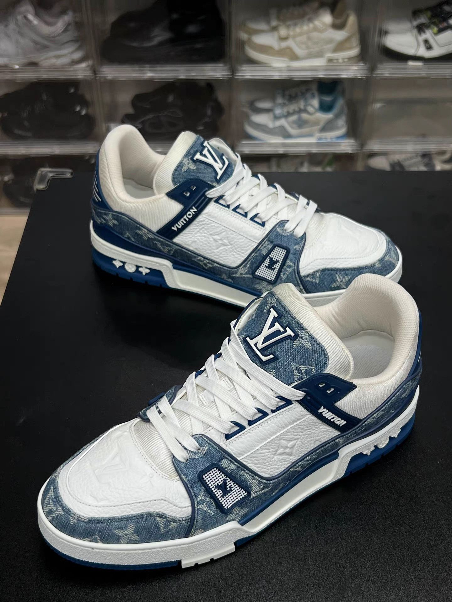 Louis Vuitton LV TRAINER Blue & White Denim Sneakers K15 Size US 9 / EU 42 - 1 Thumbnail