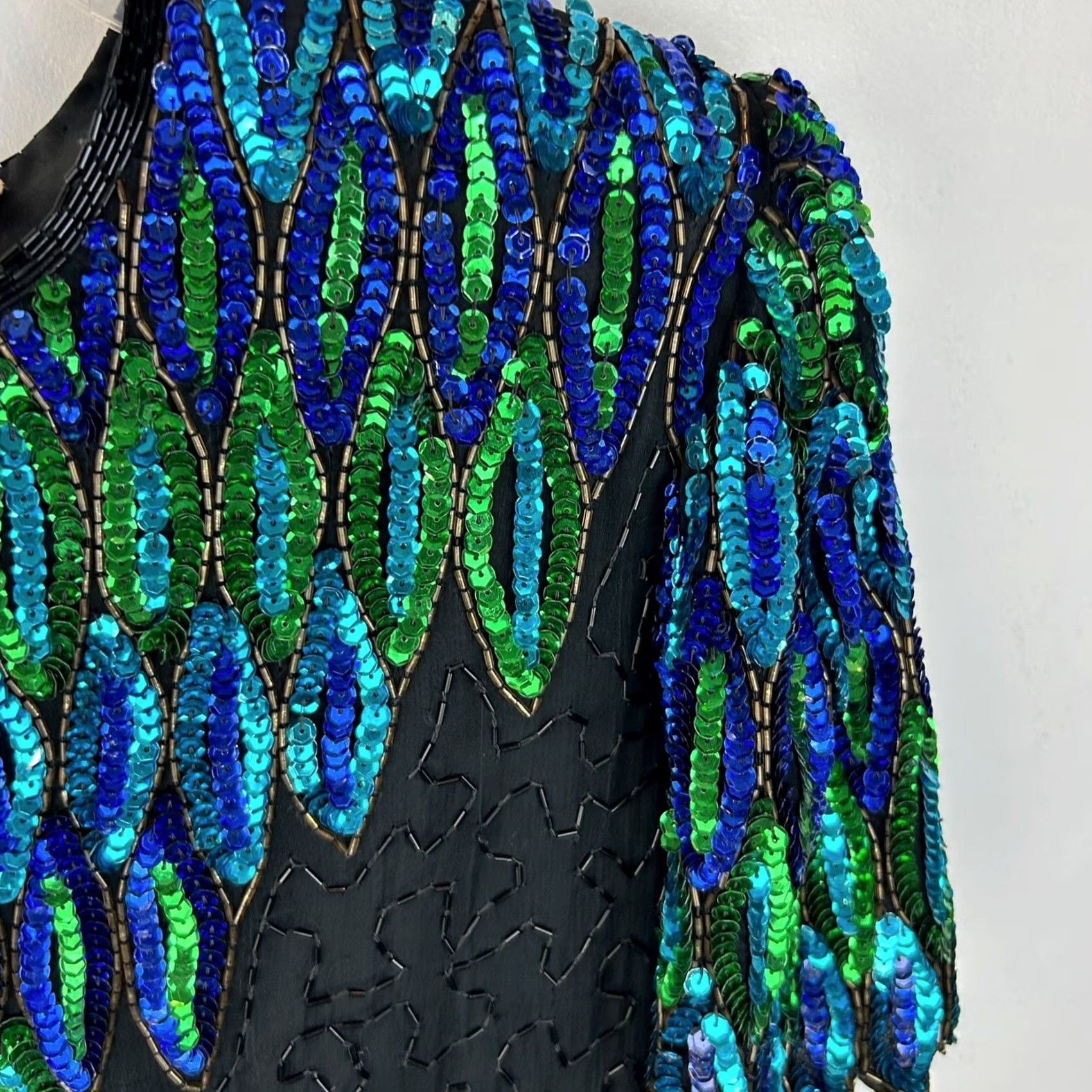 Vintage VINTAGE Stenay Dress Black Silk Sequin Bead Cocktail Evening Women Sz 12 P 80s Size XL / US 12-14 / IT 48-50 - 4 Thumbnail
