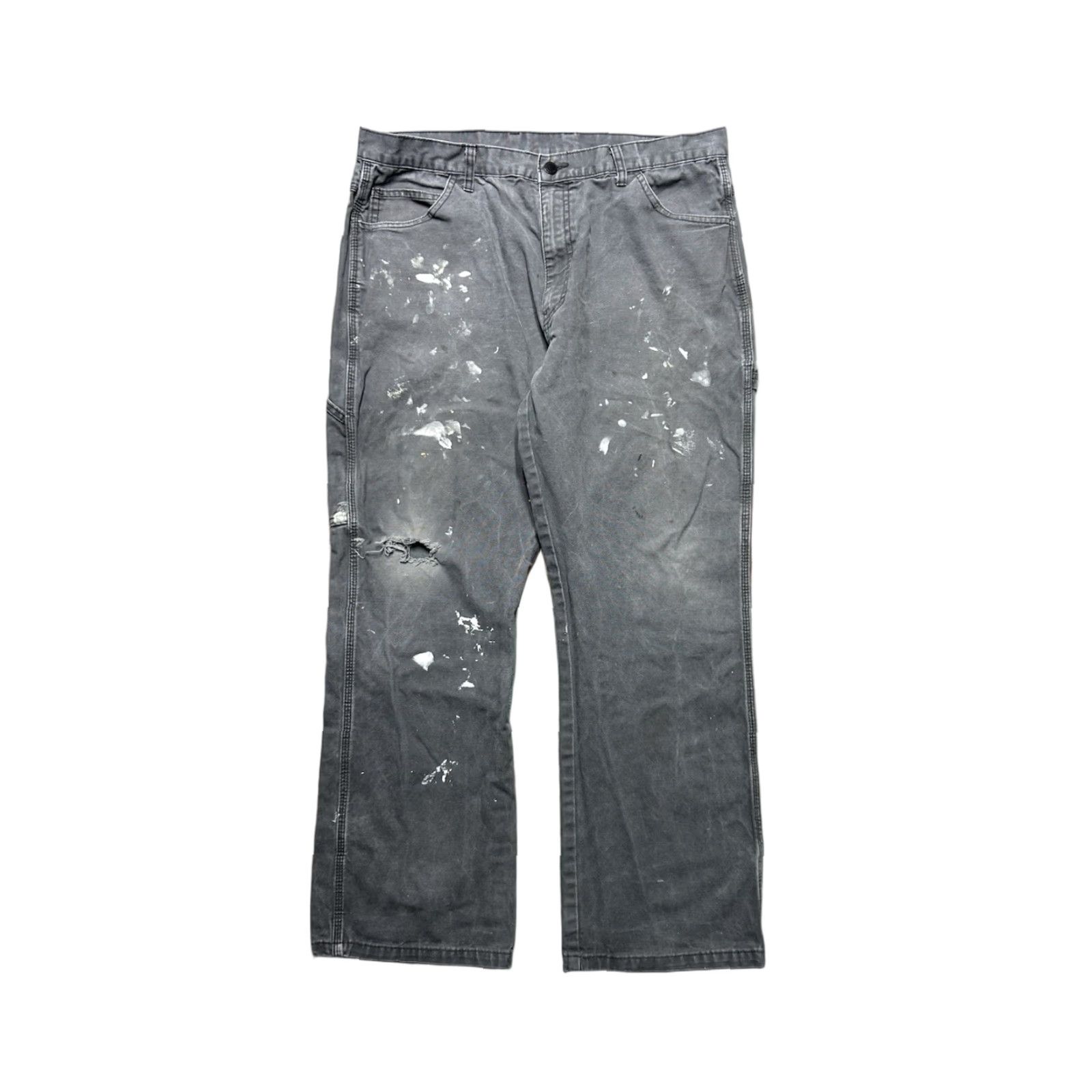 Dickies VINTAGE Dickies Canvas Carpenter Pants Paint Distressed Gray 36x29 Regular Men's Pants Square 9" Leg Opening 29" Inseam Size US 36 / EU 52 - 1 Thumbnail