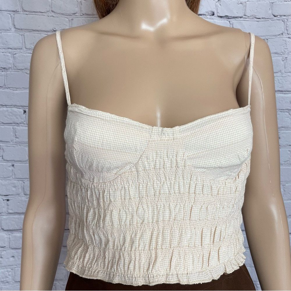Zara New ZARA Textured Gingham Ruched Stretch Bustier Crop Top S Size M / US 6-8 / IT 42-44 - 2 Thumbnail