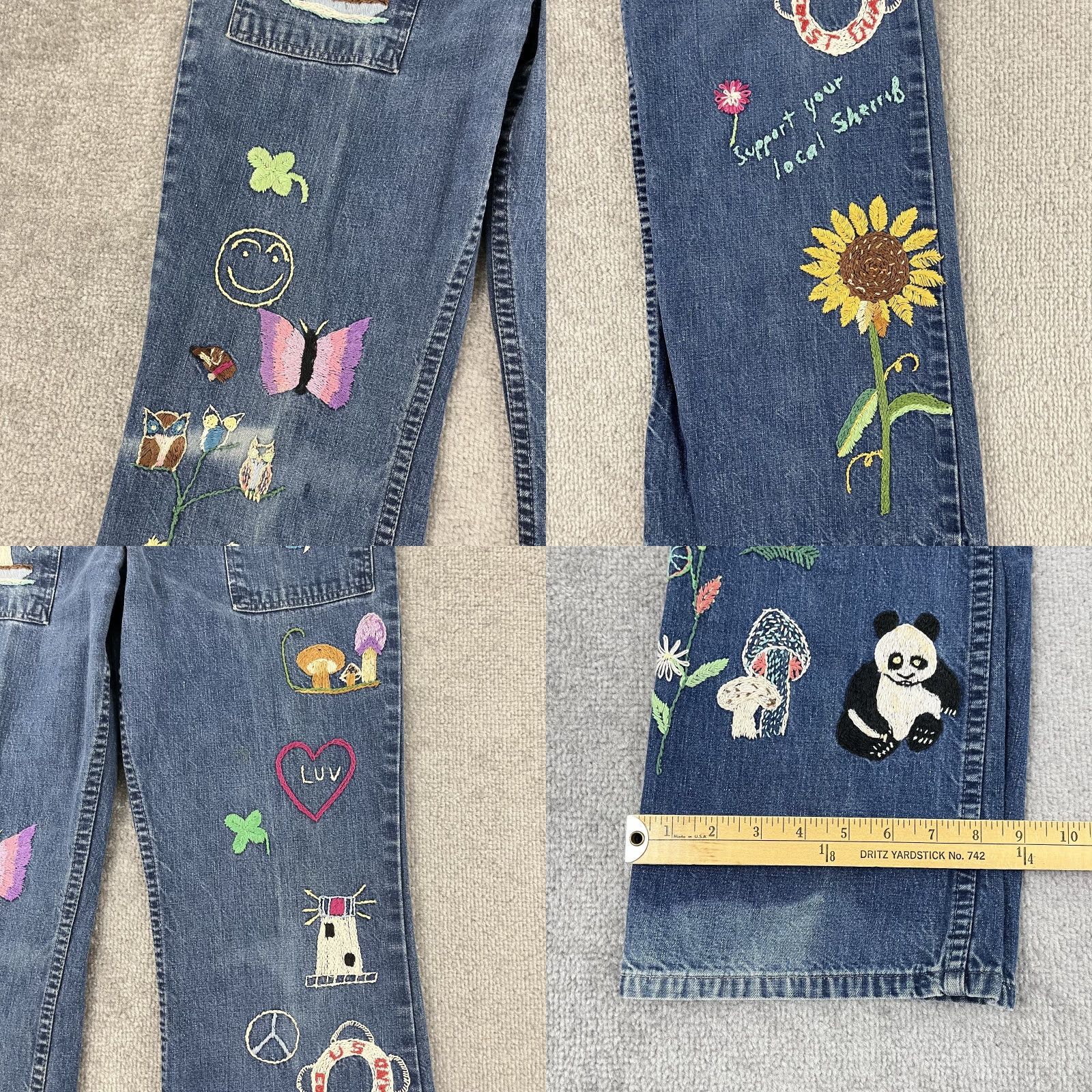 Wrangler VINTAGE Wrangler Jeans Womens 27 x 32 Denim Hand Stitched One-of-a-Kind Hippie Retro Hip Hop Jeans Womens Regular 27 Blue Size 27" / US 4 / IT 40 - 8 Thumbnail