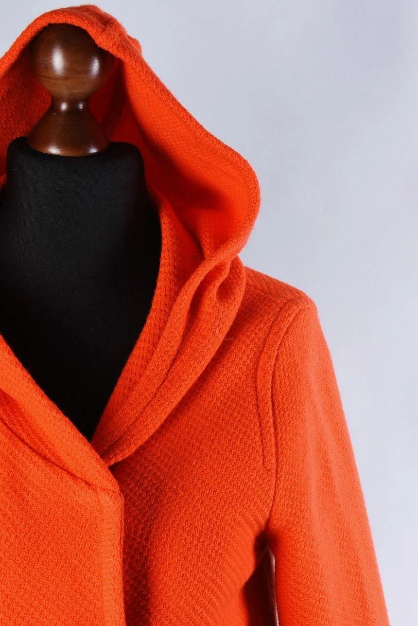 A.P.C. Women's A.P.C. Orange Hooded Double Breasted Wool Coat Size S / US 4 / IT 40 - 2 Thumbnail
