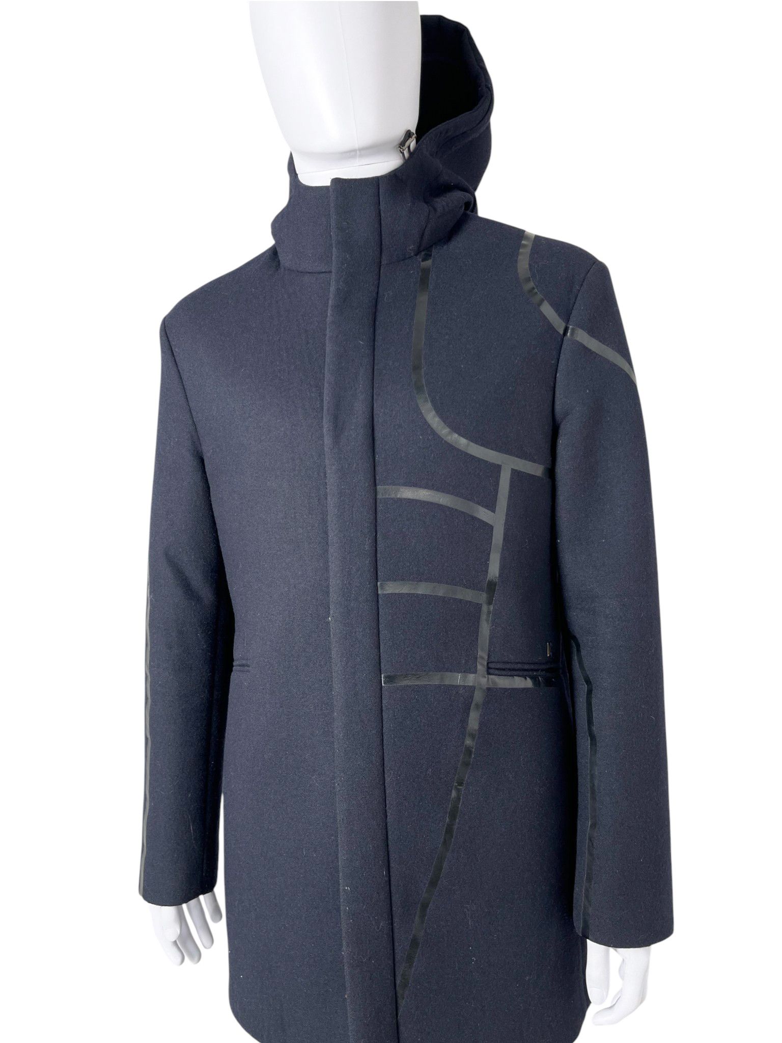 Dirk Bikkembergs 2010's Blue Wool Hooded Parka Size US L / EU 52-54 / 3 - 7 Thumbnail
