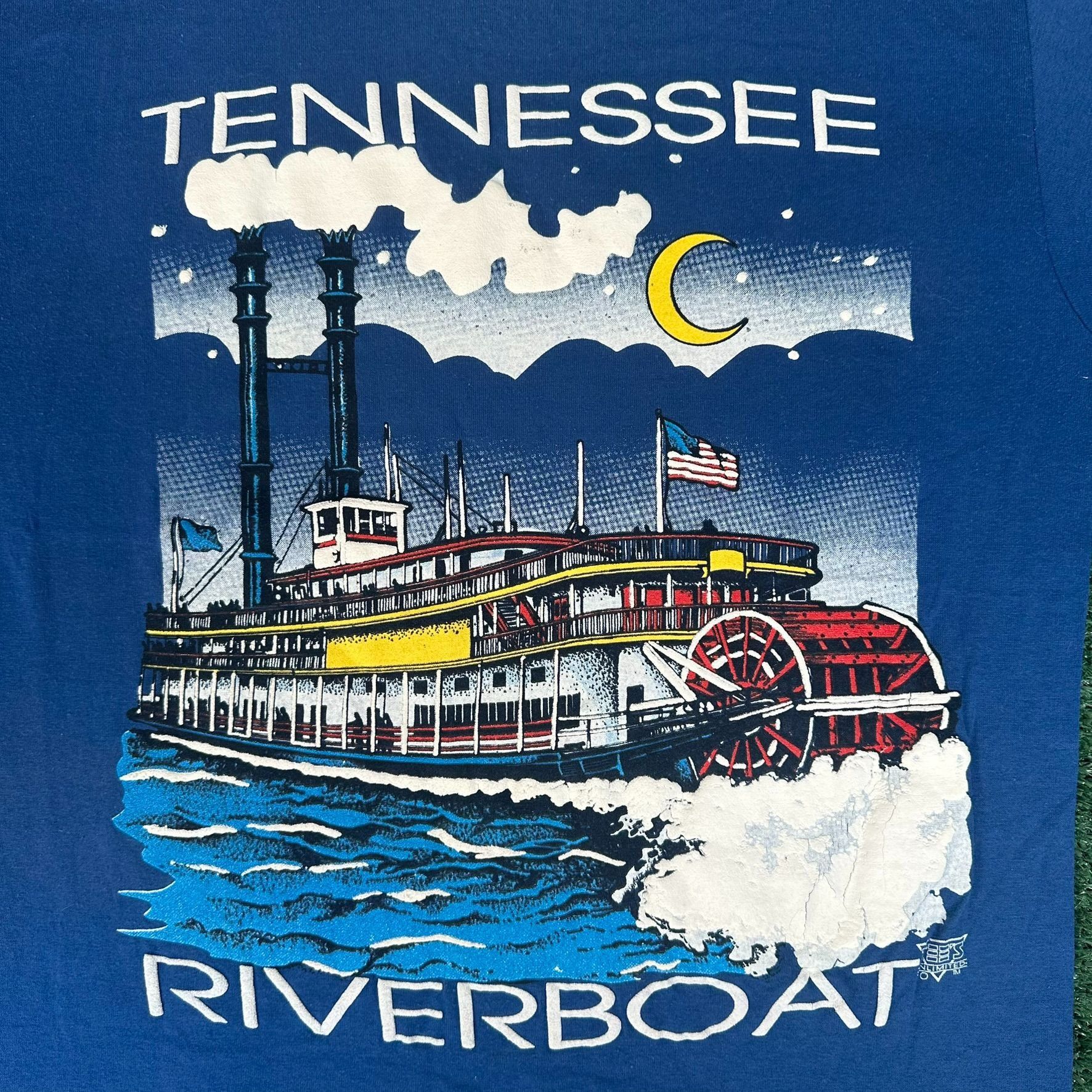 Jerzees Vintage 90s Tennessee Riverboat Souvenir T-Shirt Puff Print Size US L / EU 52-54 / 3 - 2 Thumbnail