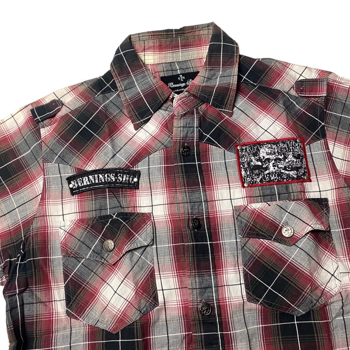 If Six Was Nine × Japanese Brand × Le Grande Bleu (L.G.B.) 2000's Berning Sho Tribal Skull Punk Shirts Size US L / EU 52-54 / 3 - 4 Thumbnail