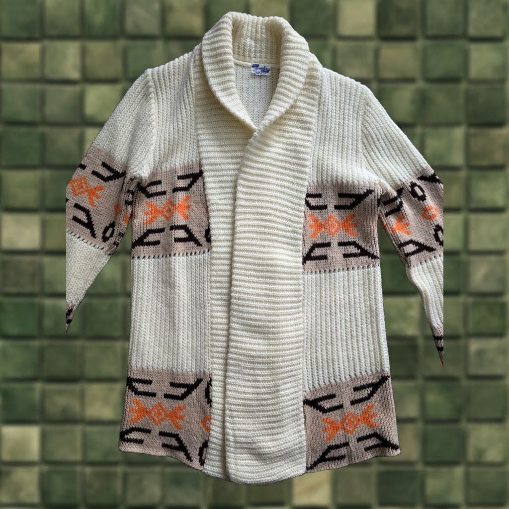 Vintage VINTAGE 70s Aztec Southwestern Sweater Unisex M Beige Acrylic long sleeve Boho Hippie Union Made Unbranded Mens Womens Girls Boys Size US M / EU 48-50 / 2 - 1 Thumbnail