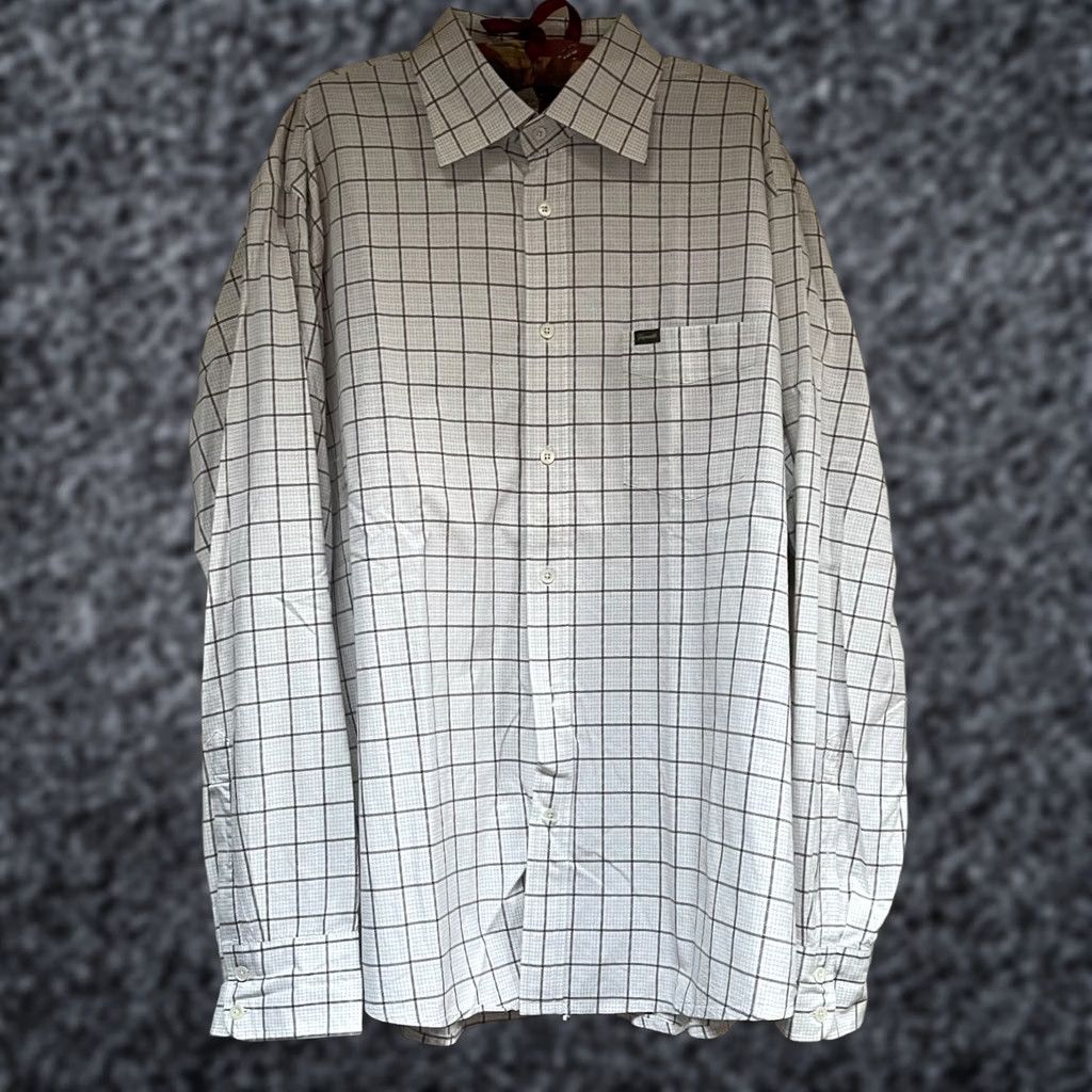 Faconnable Façonnable Shirt Button-Up Long Sleeve XXL White/Tan Micro Check Cotton Size US XXL / EU 58 / 5 - 1 Thumbnail