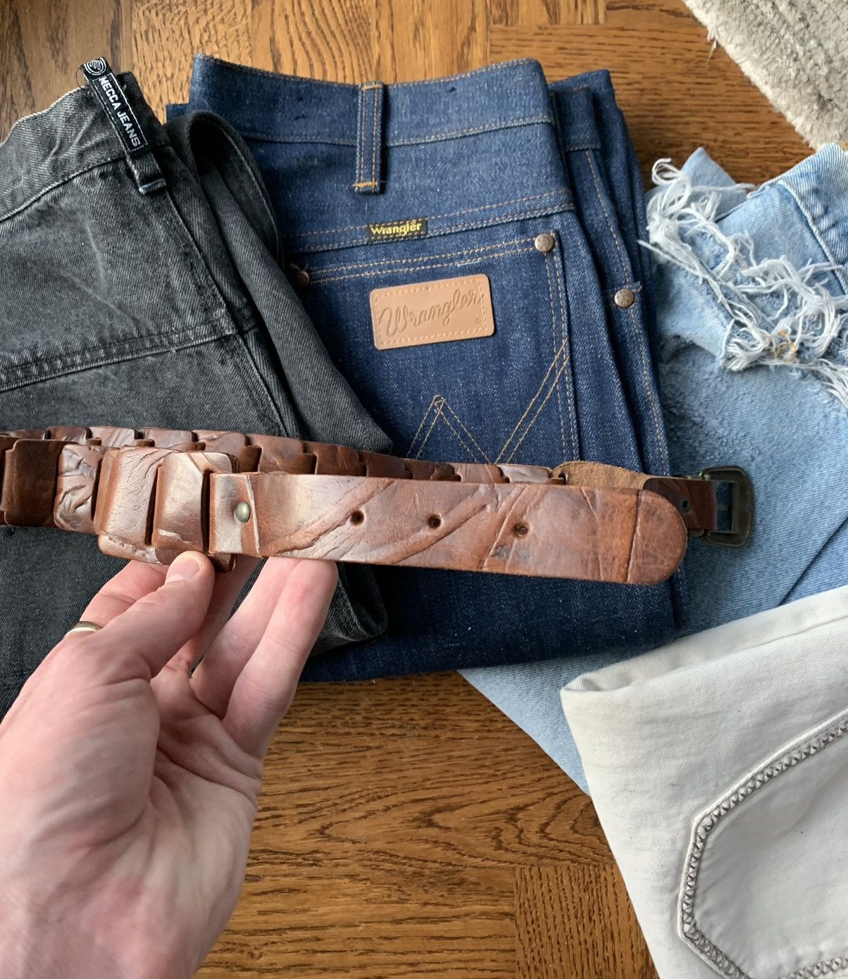 Other × Vintage Vintage Made in Italy Brown Leather Belt Braided Link Medium Size ONE SIZE - 6 Thumbnail