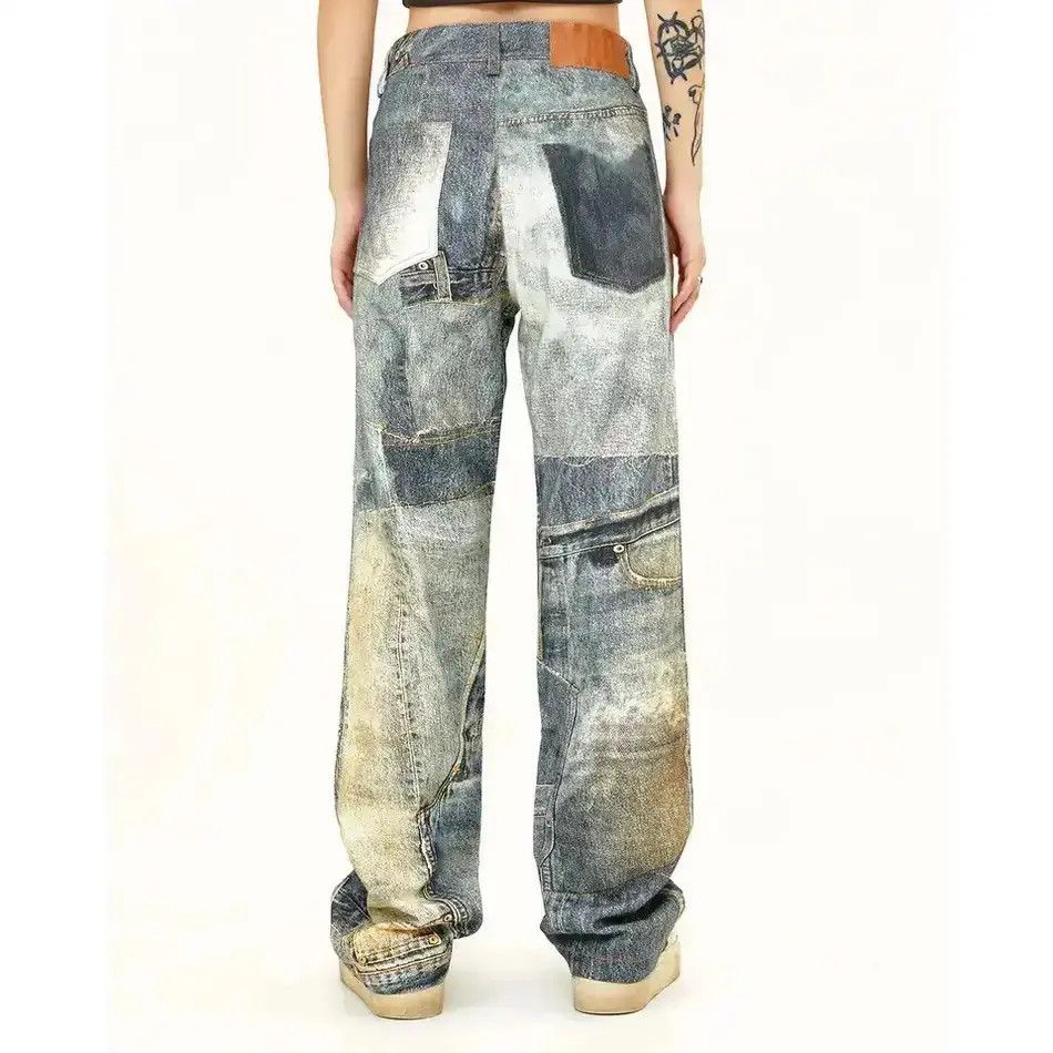 Japanese Brand Y2K High Street Color Match Patchwork Baggy Jeans Size US 30 / EU 46 - 3 Thumbnail