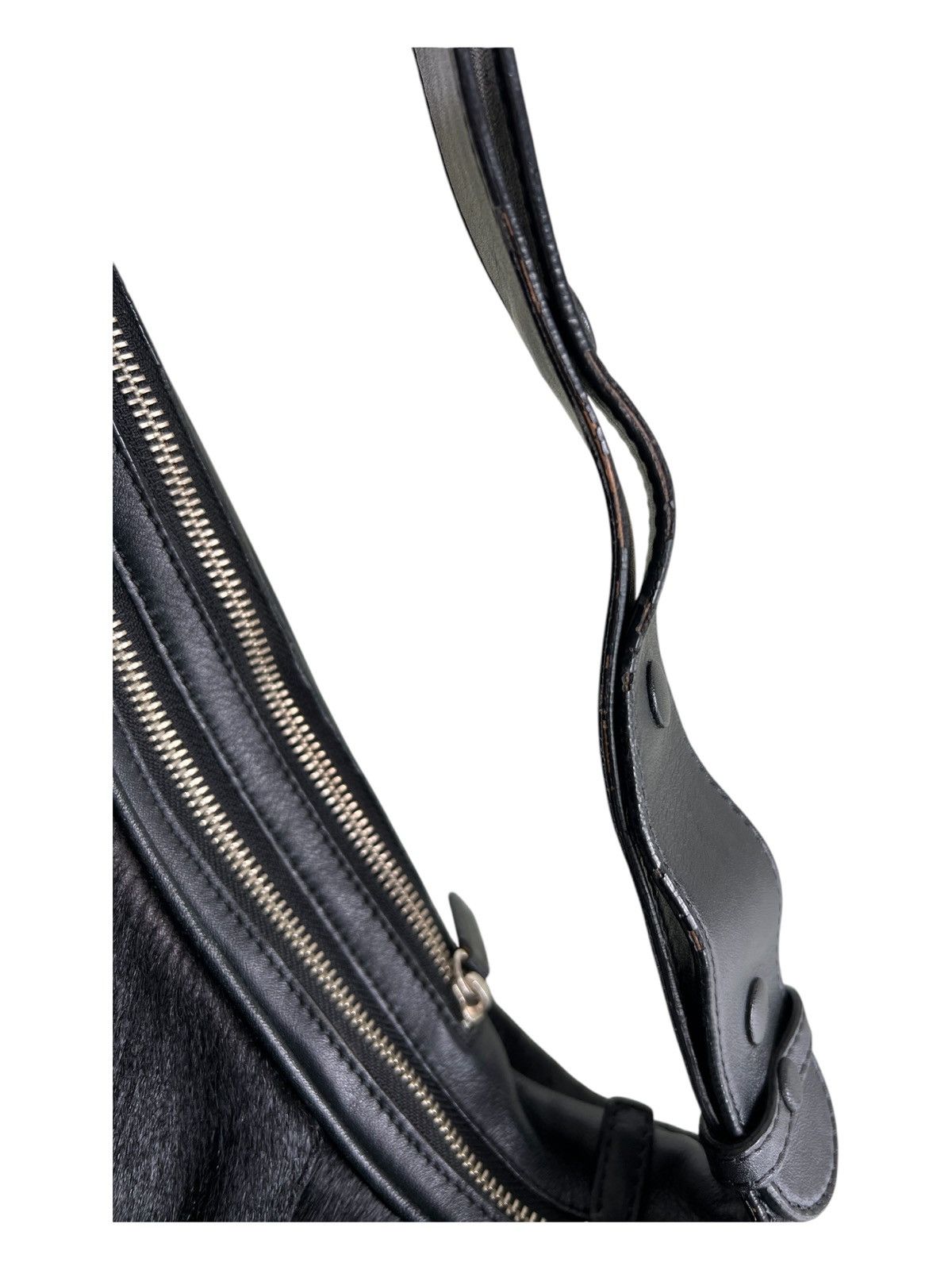 Roen Y2K Manu Atelier Pony Brush Leather Double Zip Gala Hobo Bag Size ONE SIZE - 11 Thumbnail