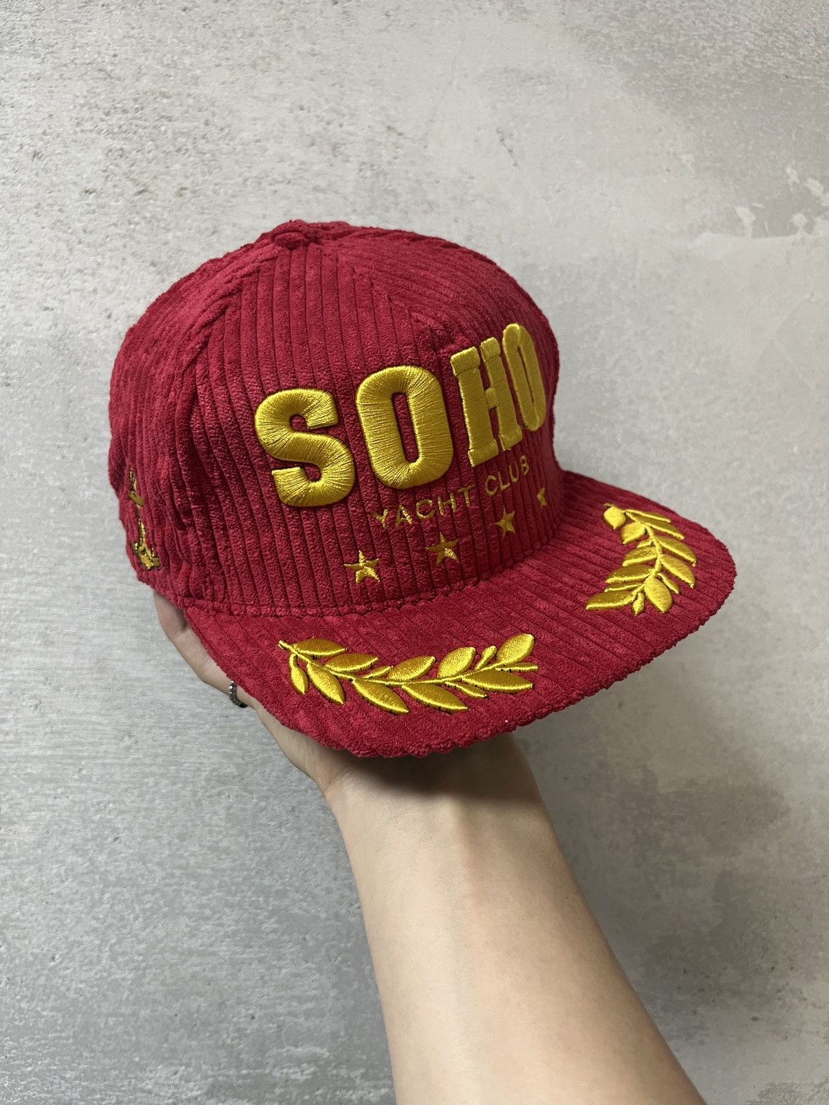 Corteiz Rare Corteiz X Soho Yacht Club Corduroy Snapback Hat Red Size ONE SIZE - 3 Thumbnail