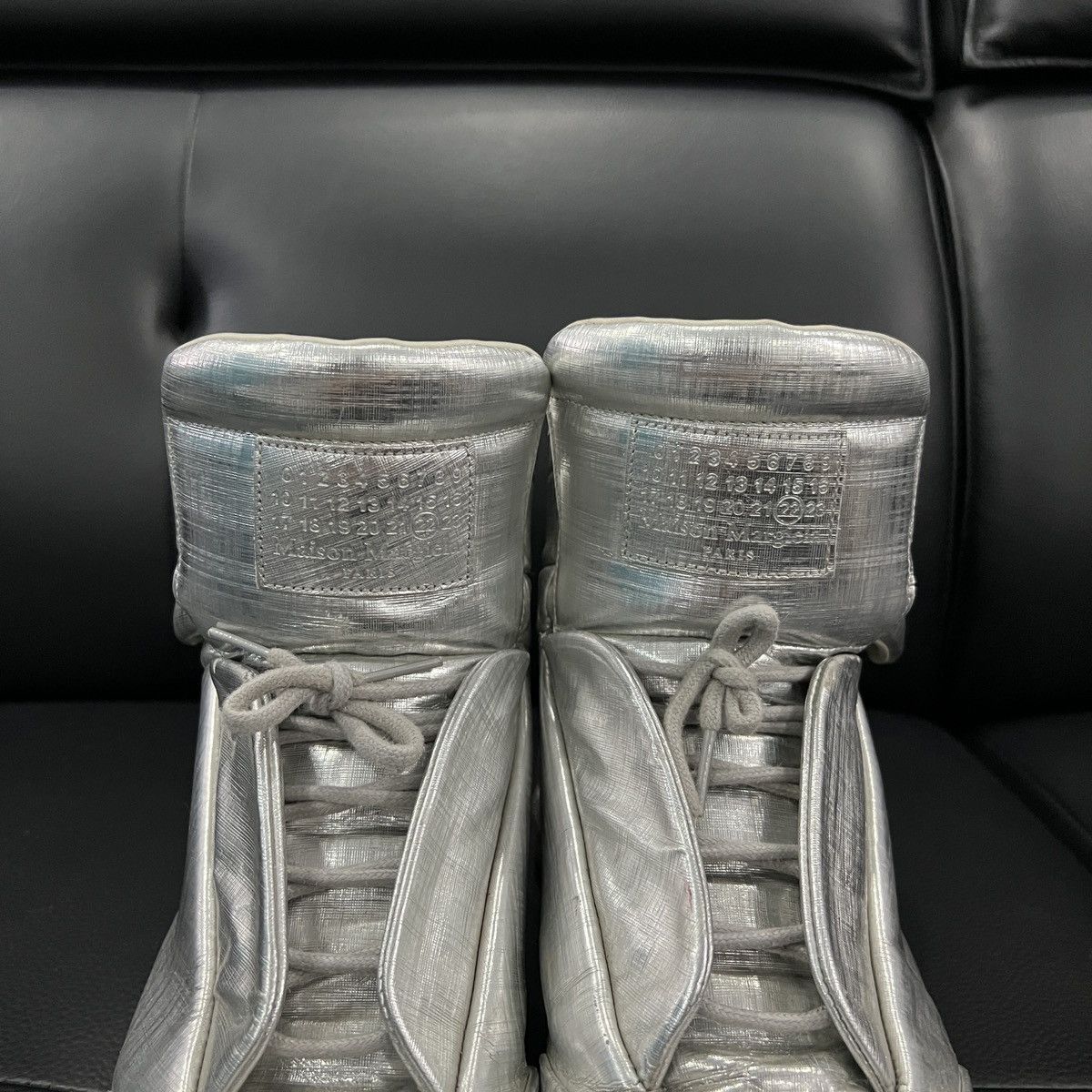 Maison Margiela Maison Margiela “Future” Liquid Silver High-Top Sneakers Size US 7 / EU 40 - 16 Thumbnail