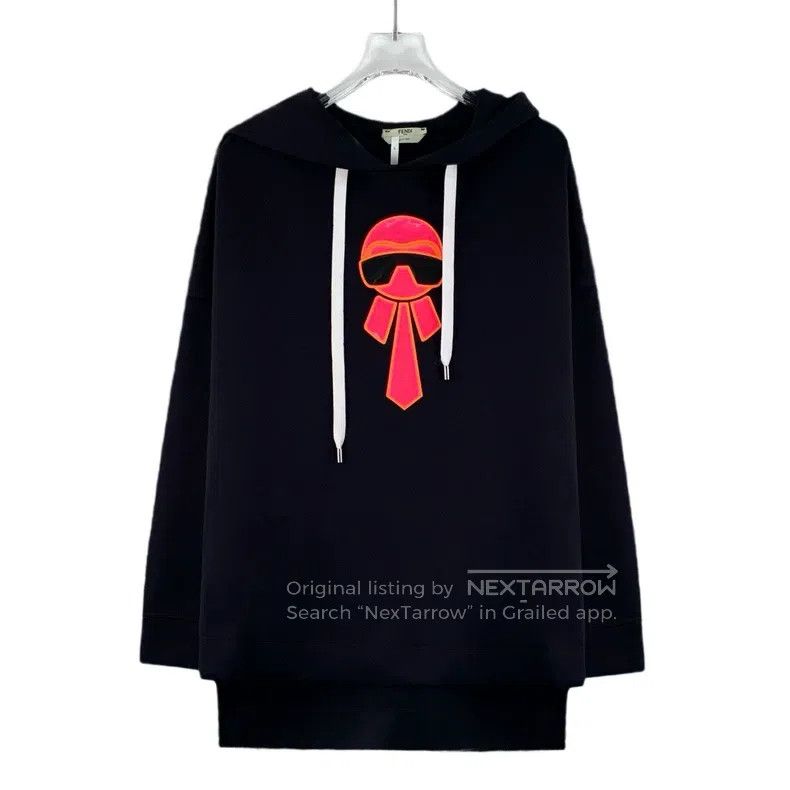 Fendi Fendi Black Karl Lagerfeld Embroidery Hooded Drawstring Lo Size S / US 4 / IT 40 - 1 Thumbnail