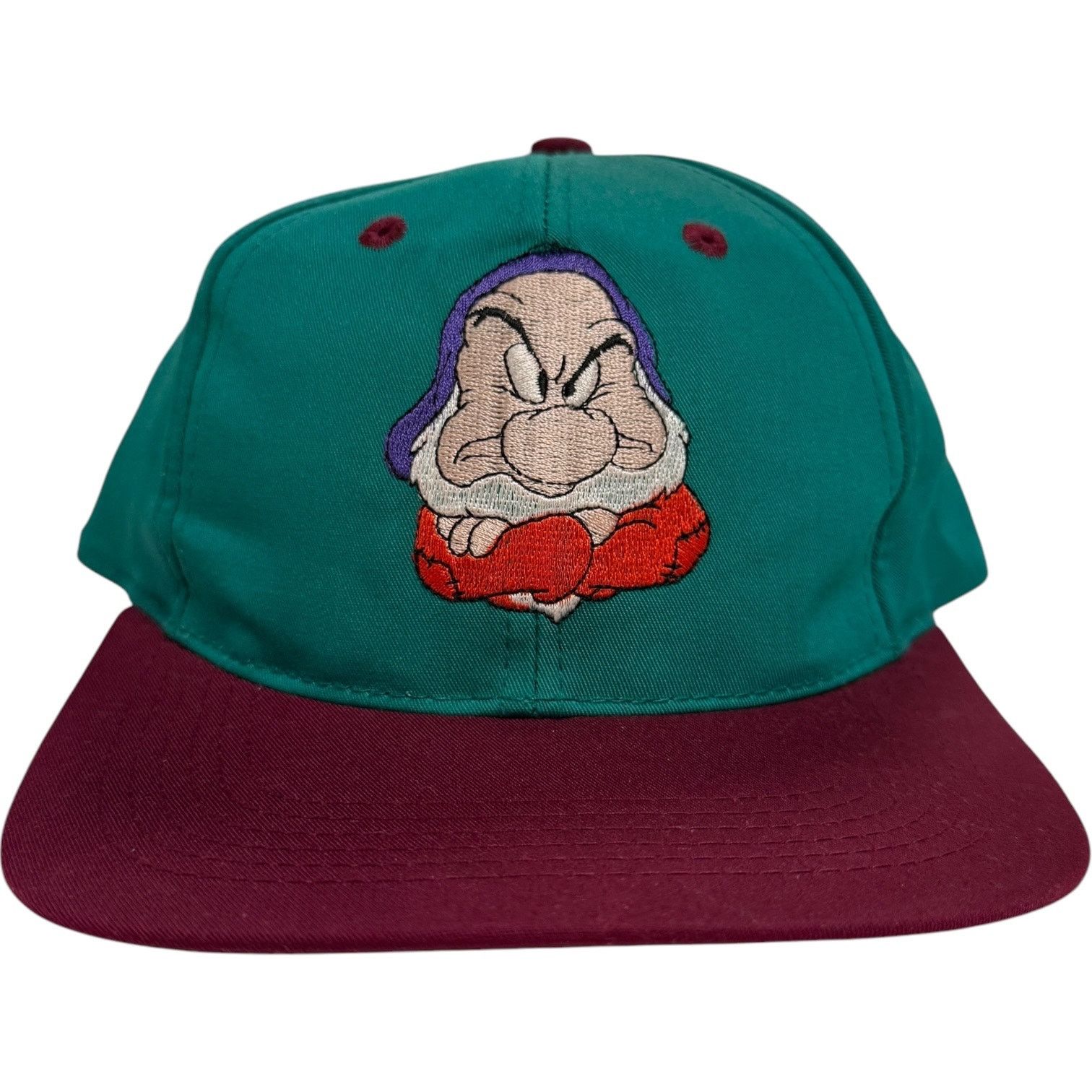 Disney Vintage Disney Snow White Grumpy Embroidered Snapback Hat Size ONE SIZE - 1 Thumbnail