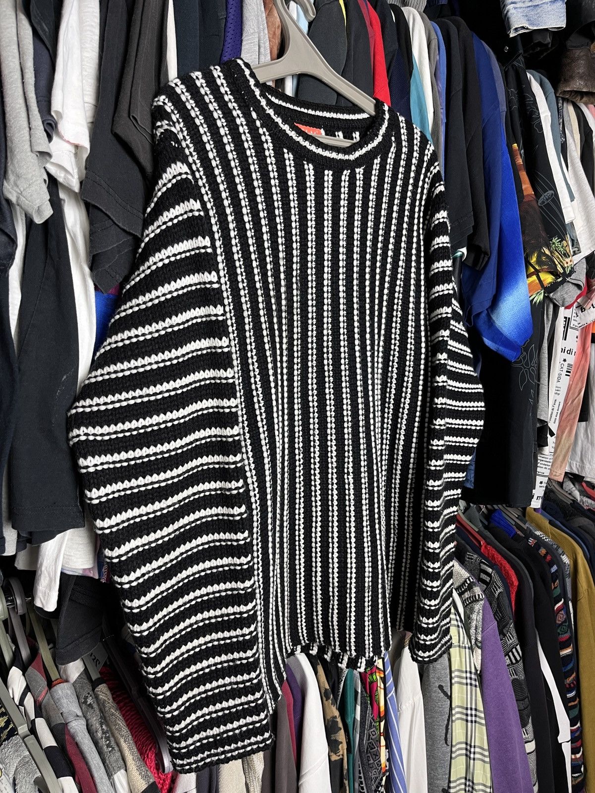 Vintage STRIPPED VINTAGE Y2K AVANTGARDE HEAVY KNITTED SWEATER - 1320 Size US L / EU 52-54 / 3 - 3 Thumbnail