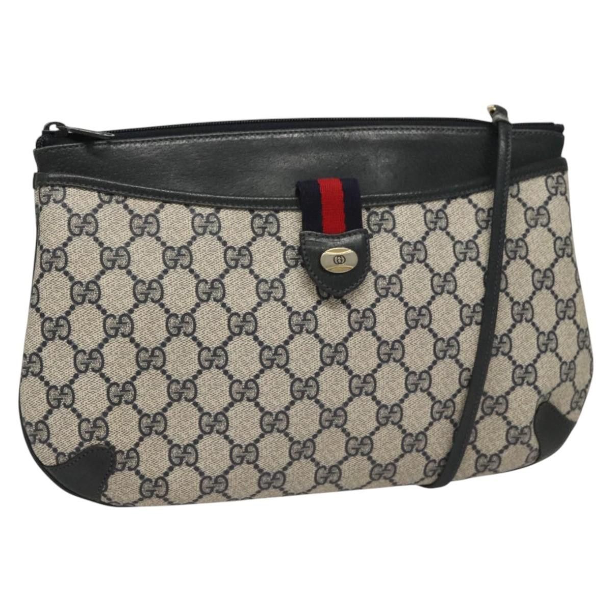 GUCCI GG Supreme Shoulder Bag Pvc Navy Gold 39 02 026