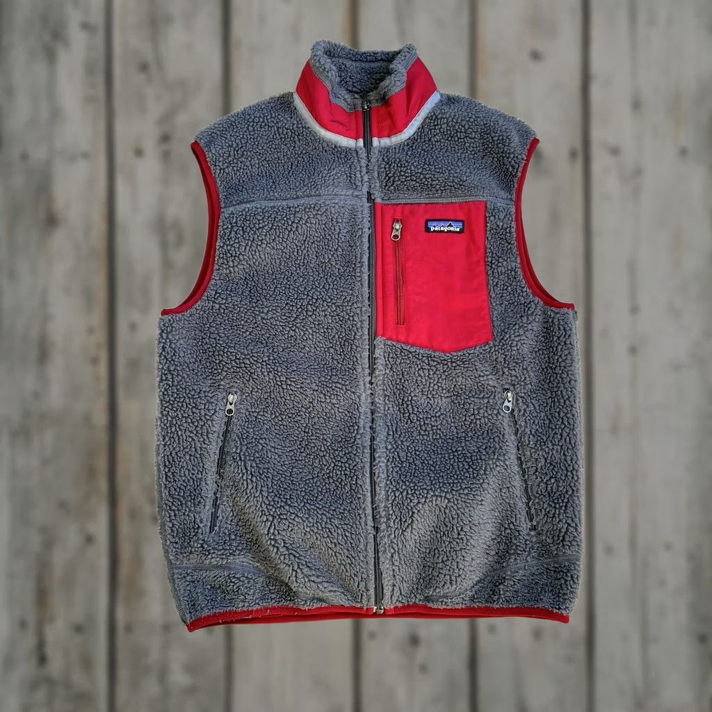 Patagonia Patagonia Vest M Classic Retro-X Fleece Full Zip Gray Red Windbreaker/Logo Knit Mid-Length, Regular Fit, Men Size US M / EU 48-50 / 2 - 1 Thumbnail