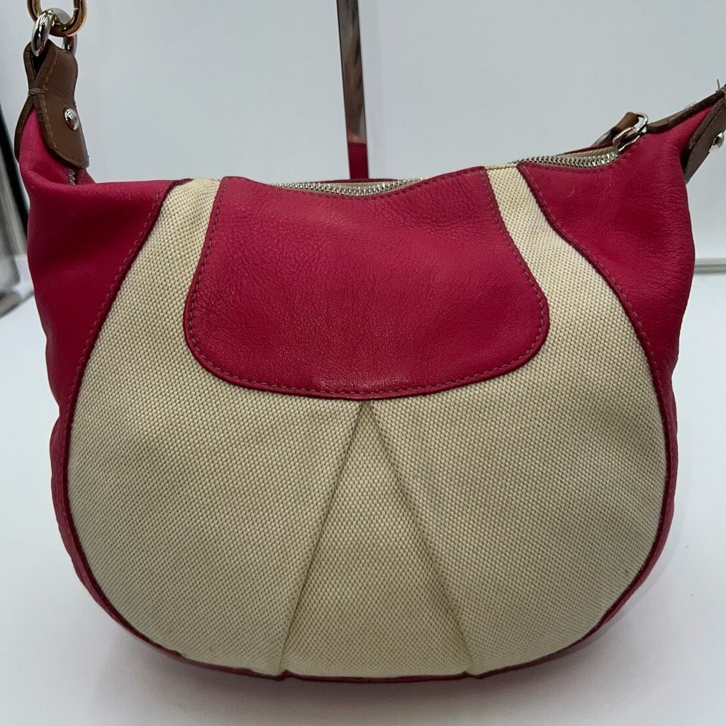 Furla Furla Vintage Canvas And Hot Pink with Silver Snake Embossed Shoulder Strap Bag Size ONE SIZE - 6 Thumbnail