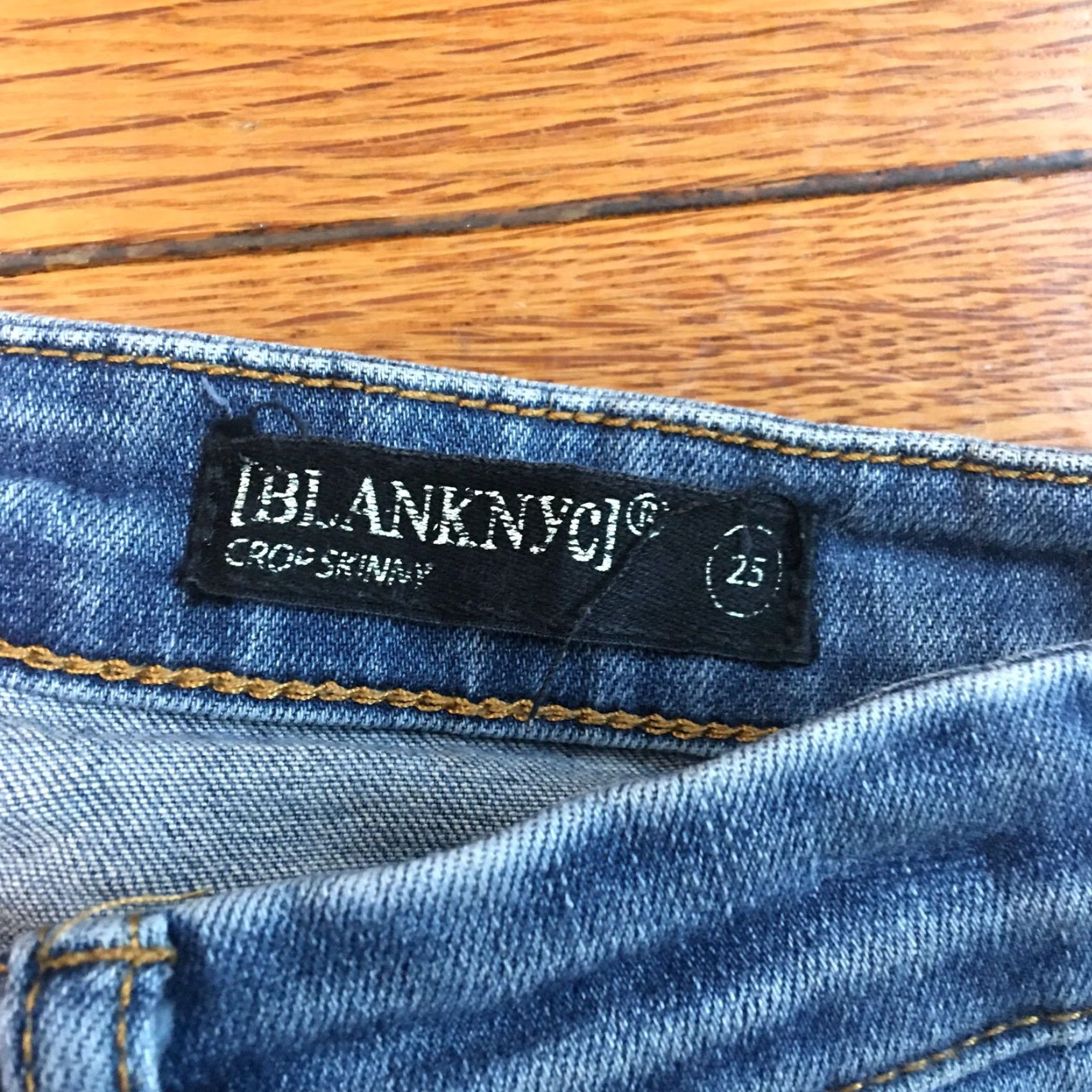 Vintage Blank NYC Jeans Skinny Blue Denim Cropped Regular Fit Distressed Cropped Skinny Blue Denim Jeans Size 25 Womens Size 42" / US 20 - 7 Thumbnail