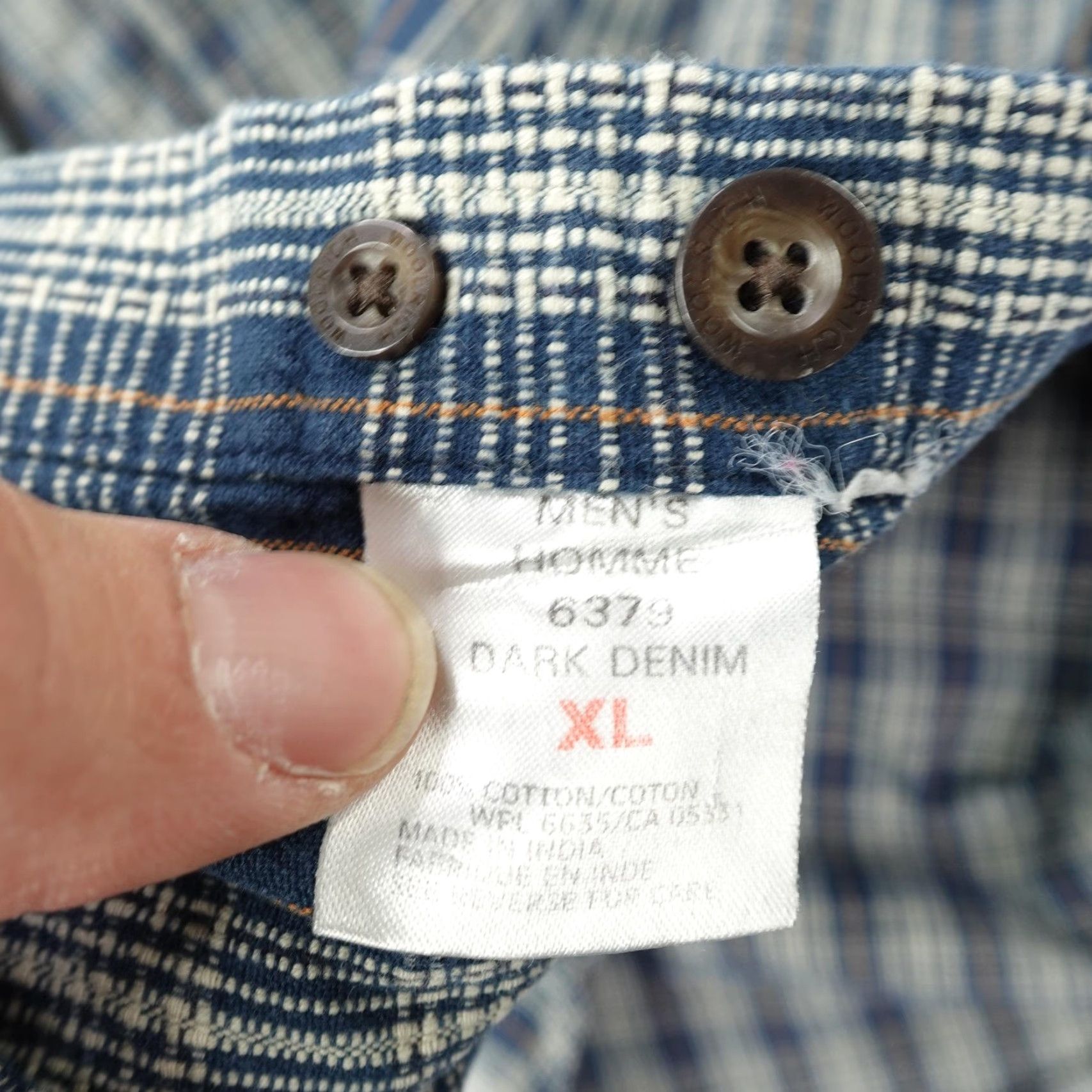 Vintage VINTAGE Woolrich Shirt Mens XL Blue Plaid Dark Denim Button-Up Long Sleeve Work Size US XL / EU 56 / 4 - 5 Thumbnail